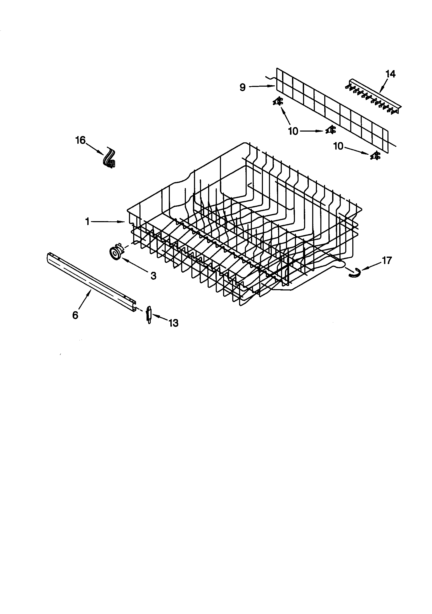 KitchenAid KUDY24SEAL0 upper rack and track diagram