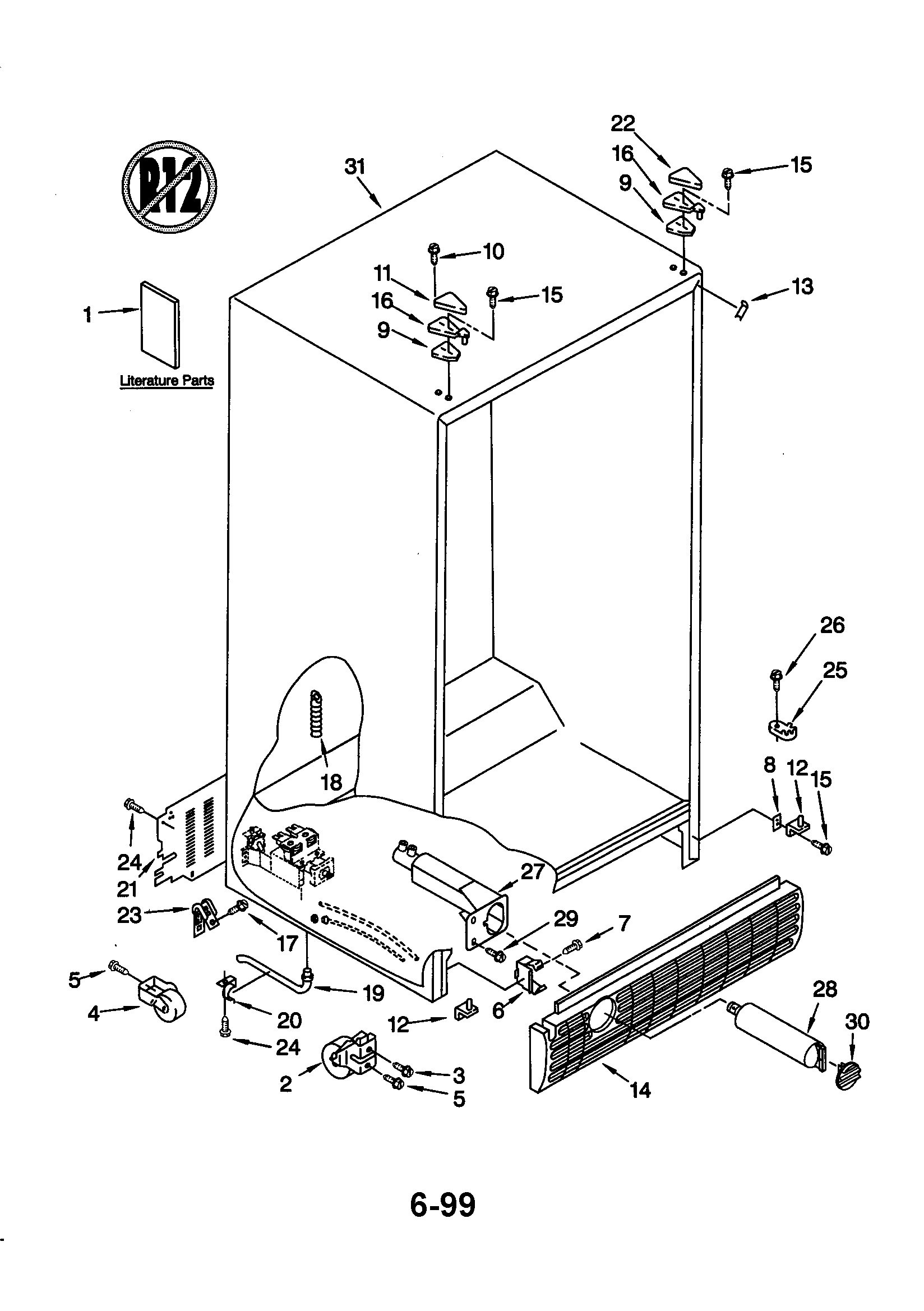 KitchenAid KSRS27FGAL00 cabinet diagram