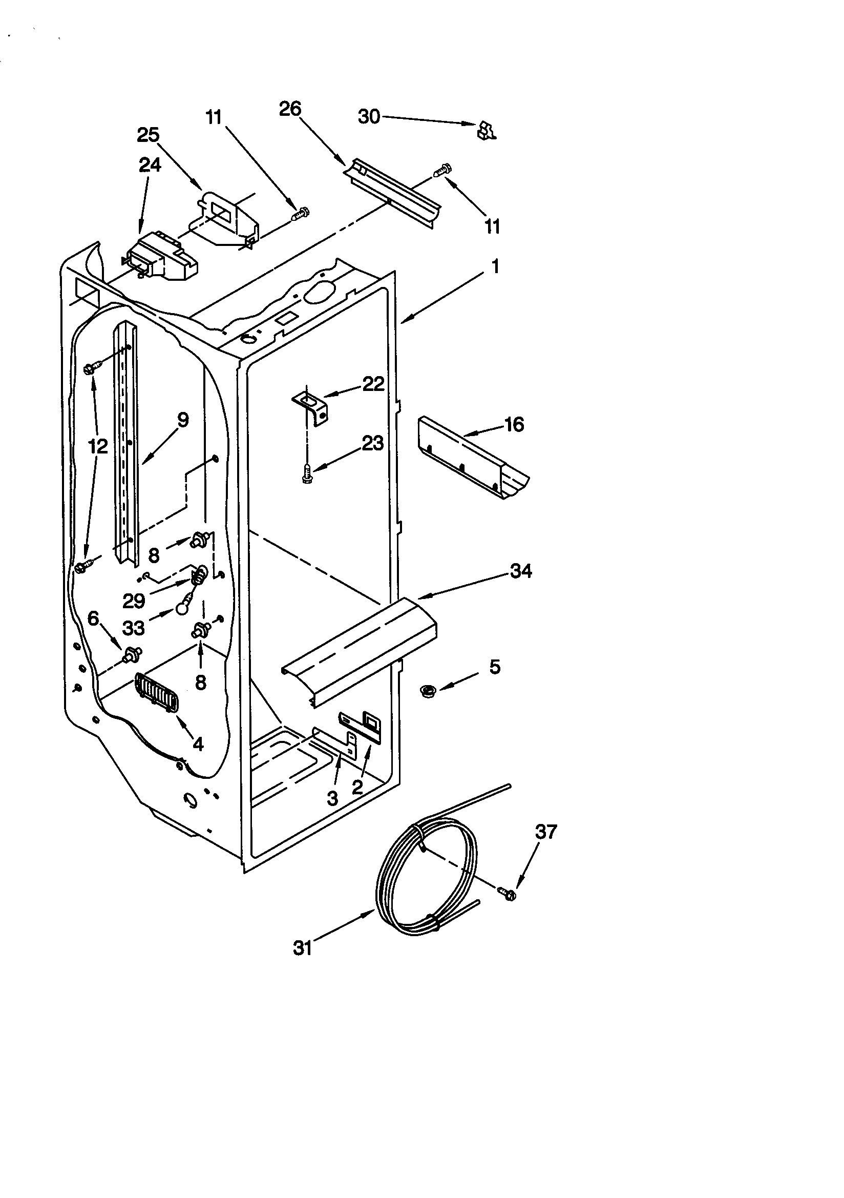 KitchenAid KSRS27FGAL00 refrigerator liner diagram