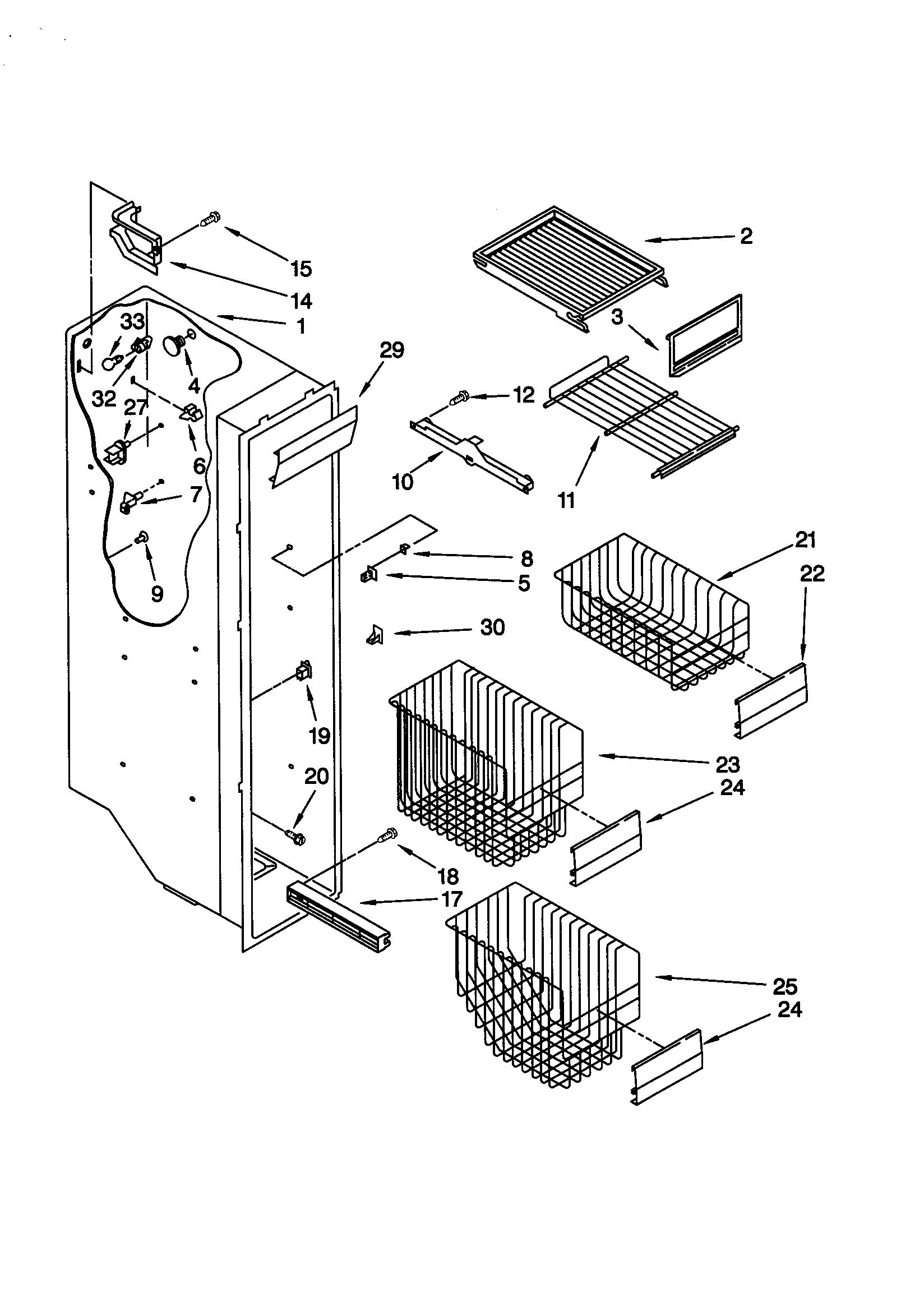 KitchenAid KSRS27FGAL00 freezer liner diagram