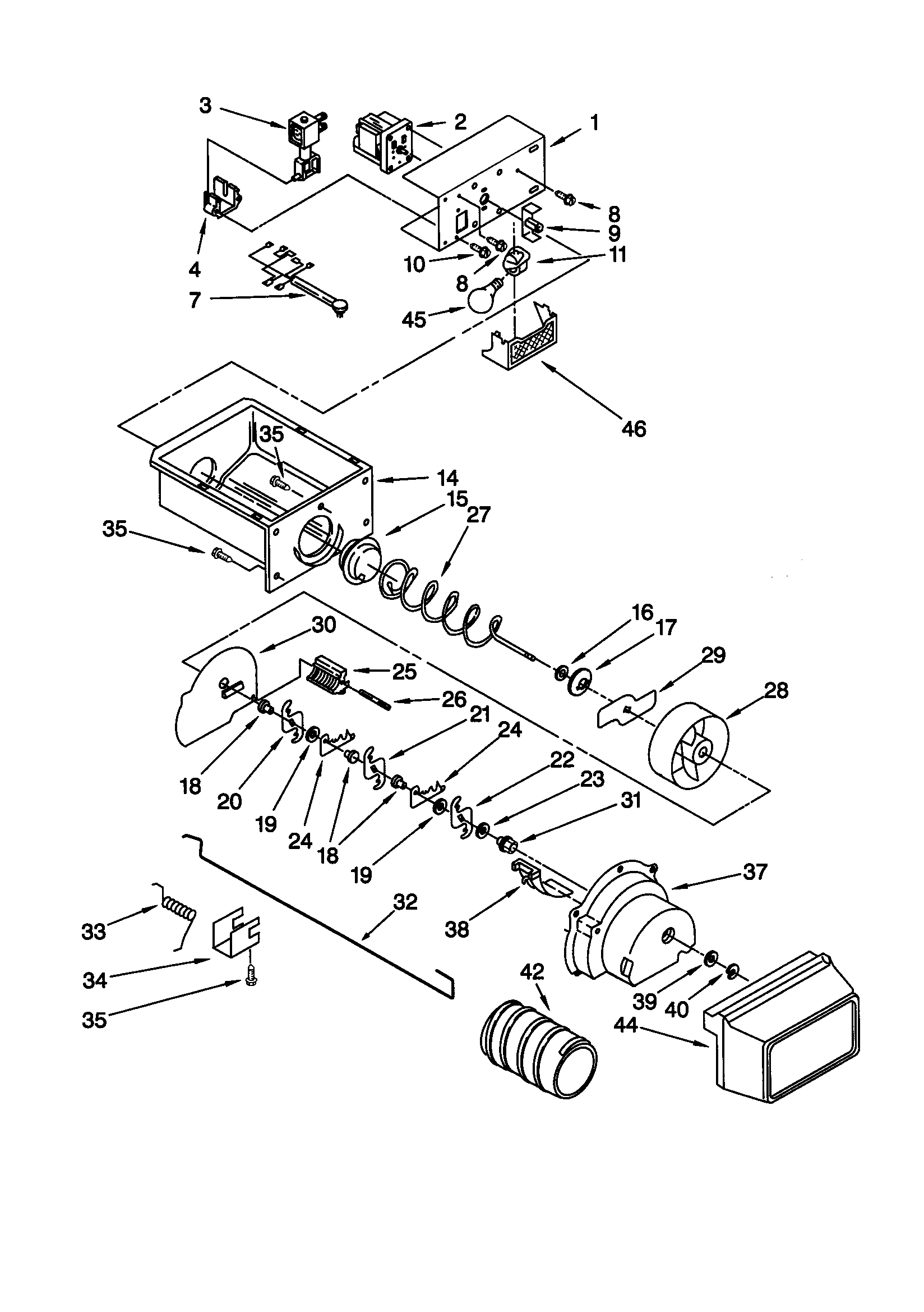 KitchenAid KSRS27FGAL00 motor and ice container diagram