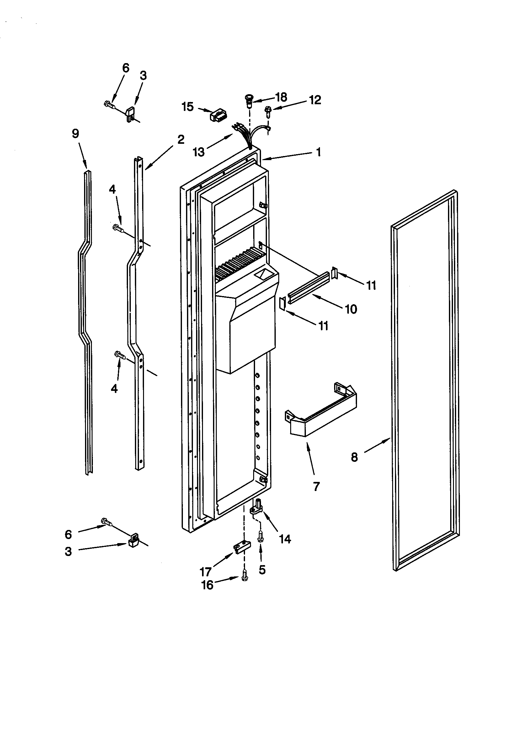 KitchenAid KSRS27FGAL00 freezer door diagram