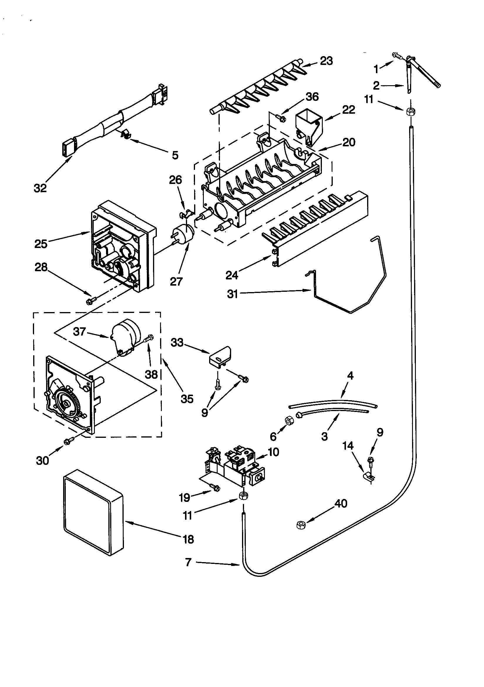 KitchenAid KSRS27FGAL00 icemaker diagram