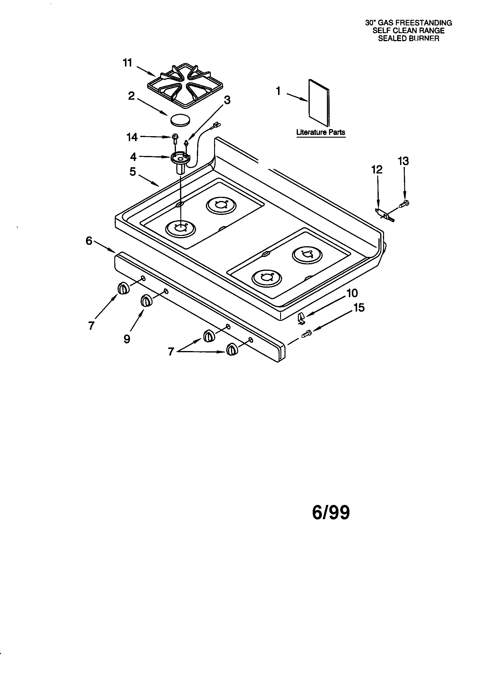 Whirlpool SF367LEHN0 cooktop diagram