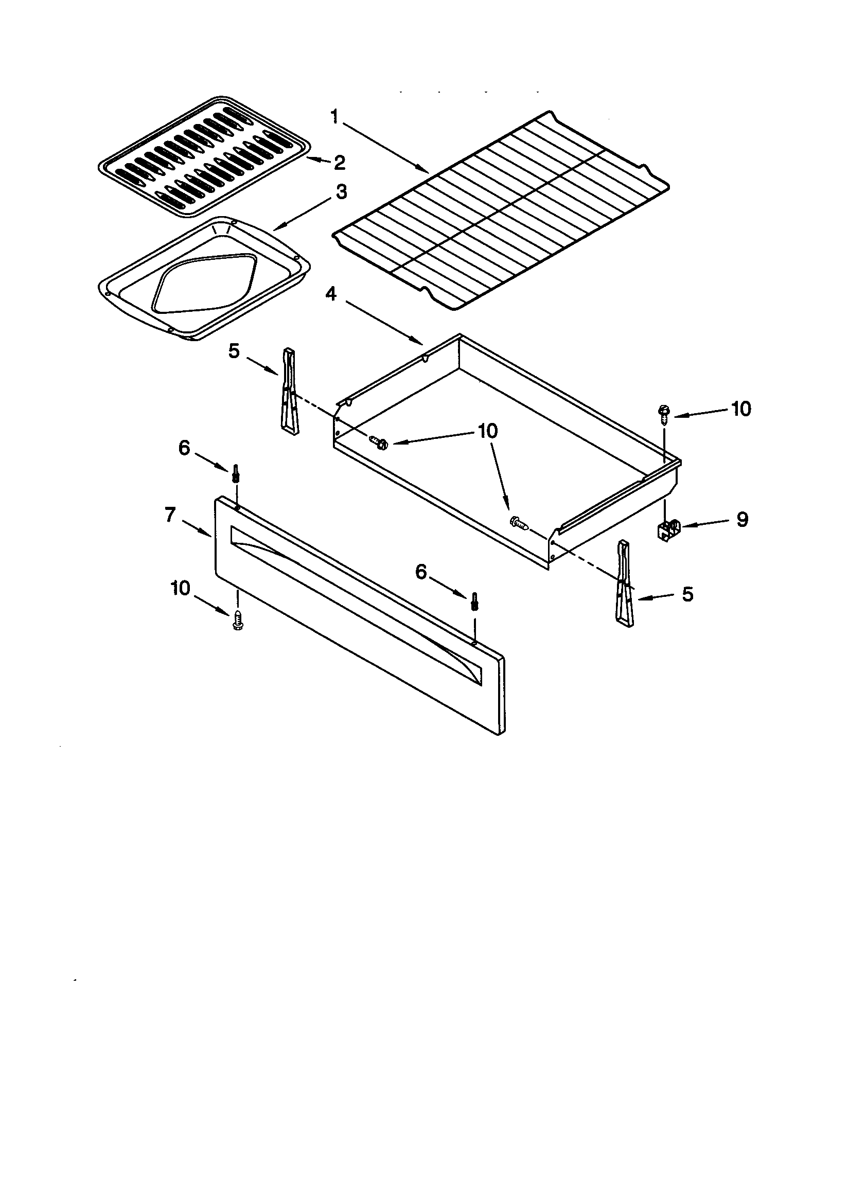 Whirlpool SF367LEHN0 drawer and broiler diagram