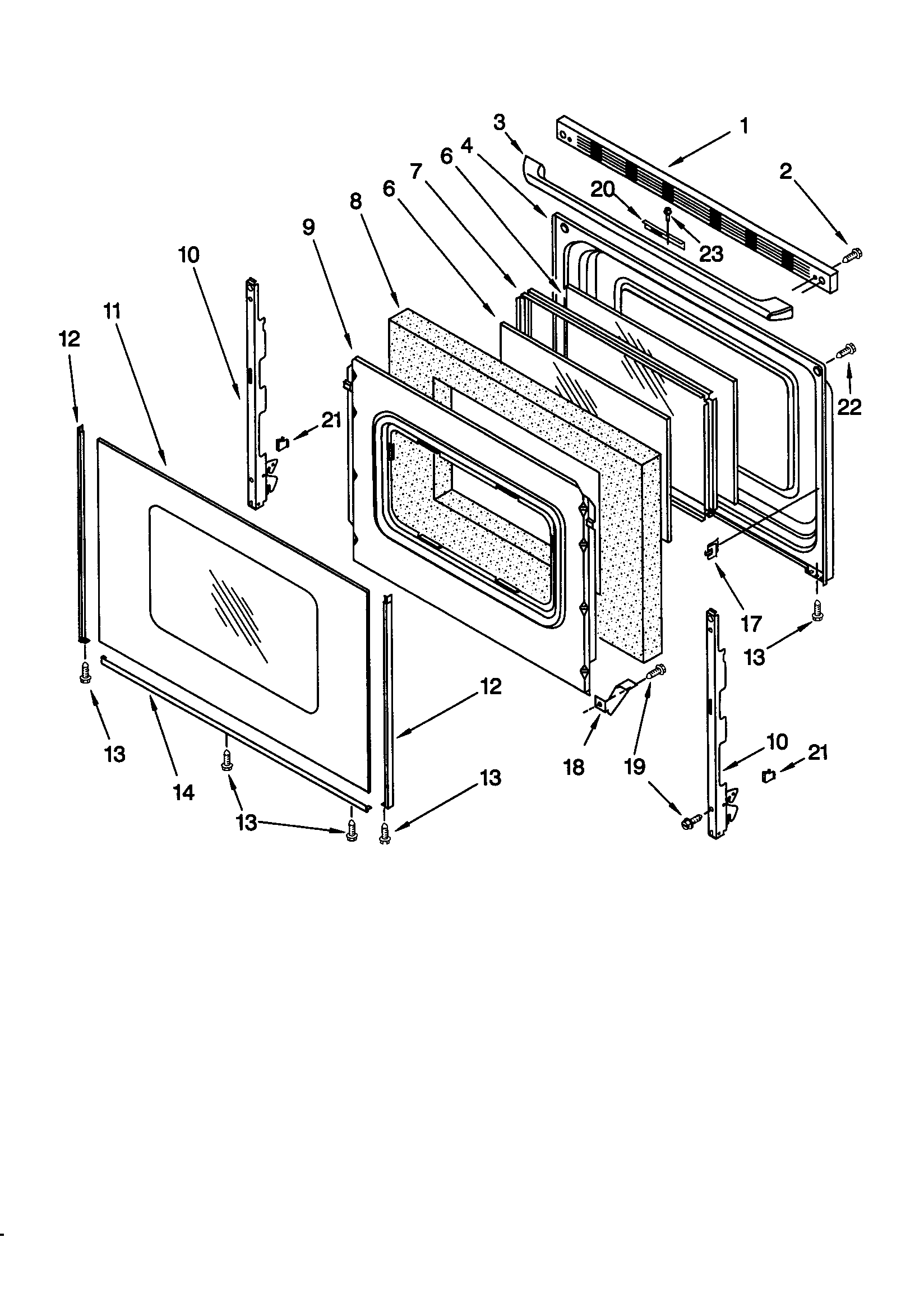 Whirlpool SF367LEHN0 door diagram