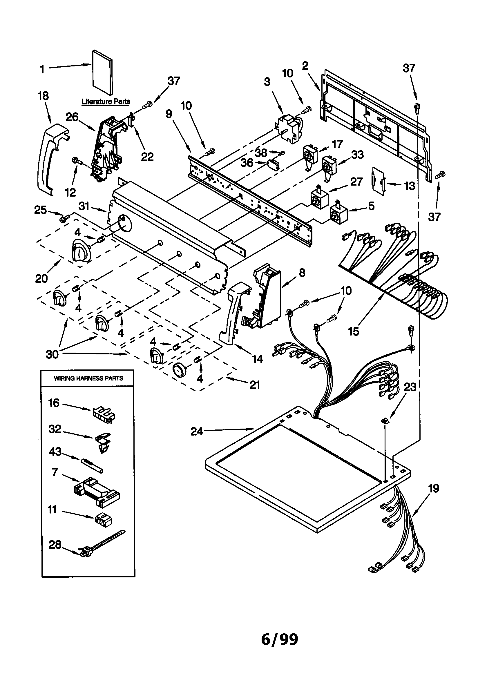 Kenmore 11060982990 top and console diagram