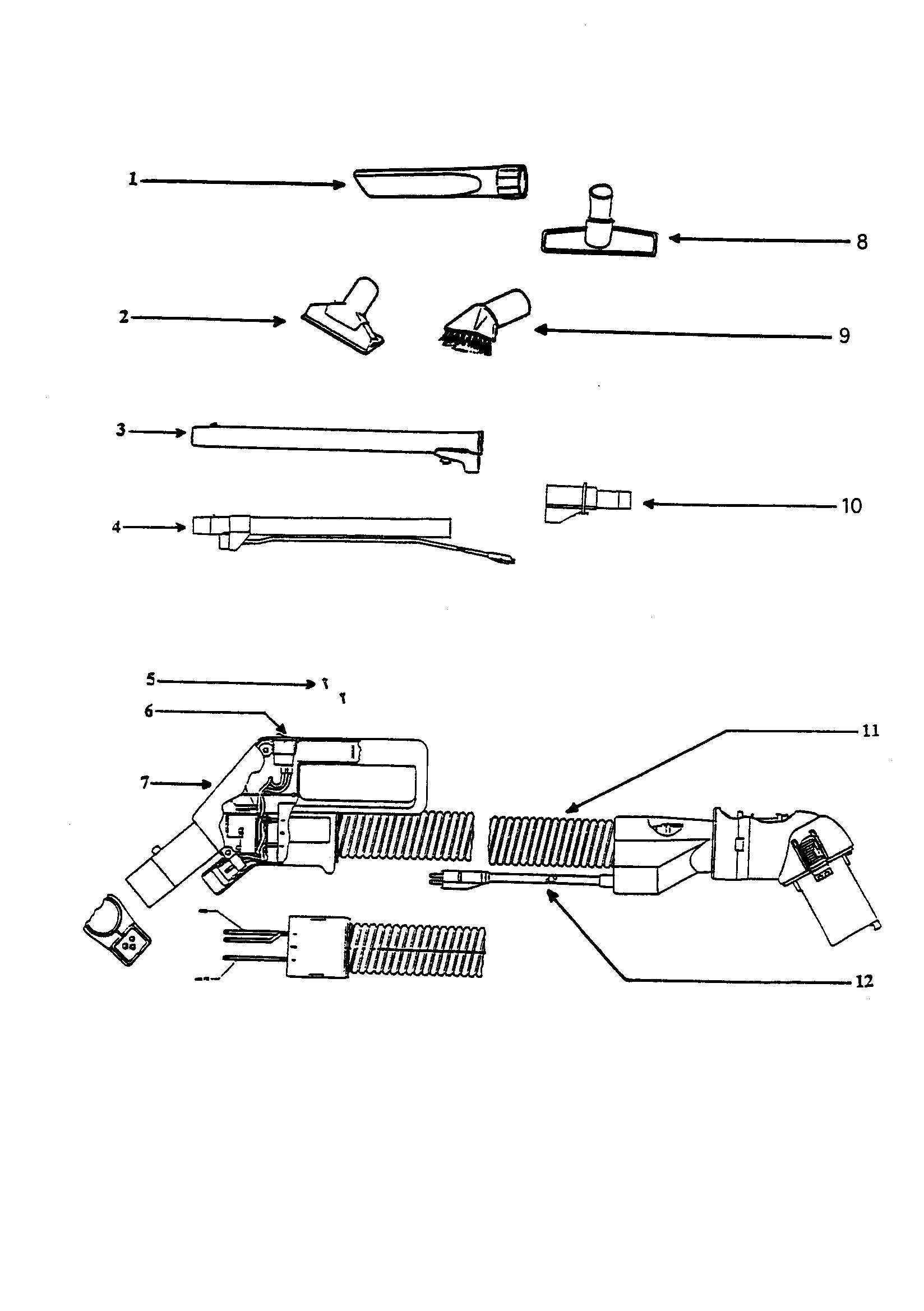 Eureka 6978B handle/hose and attachments diagram