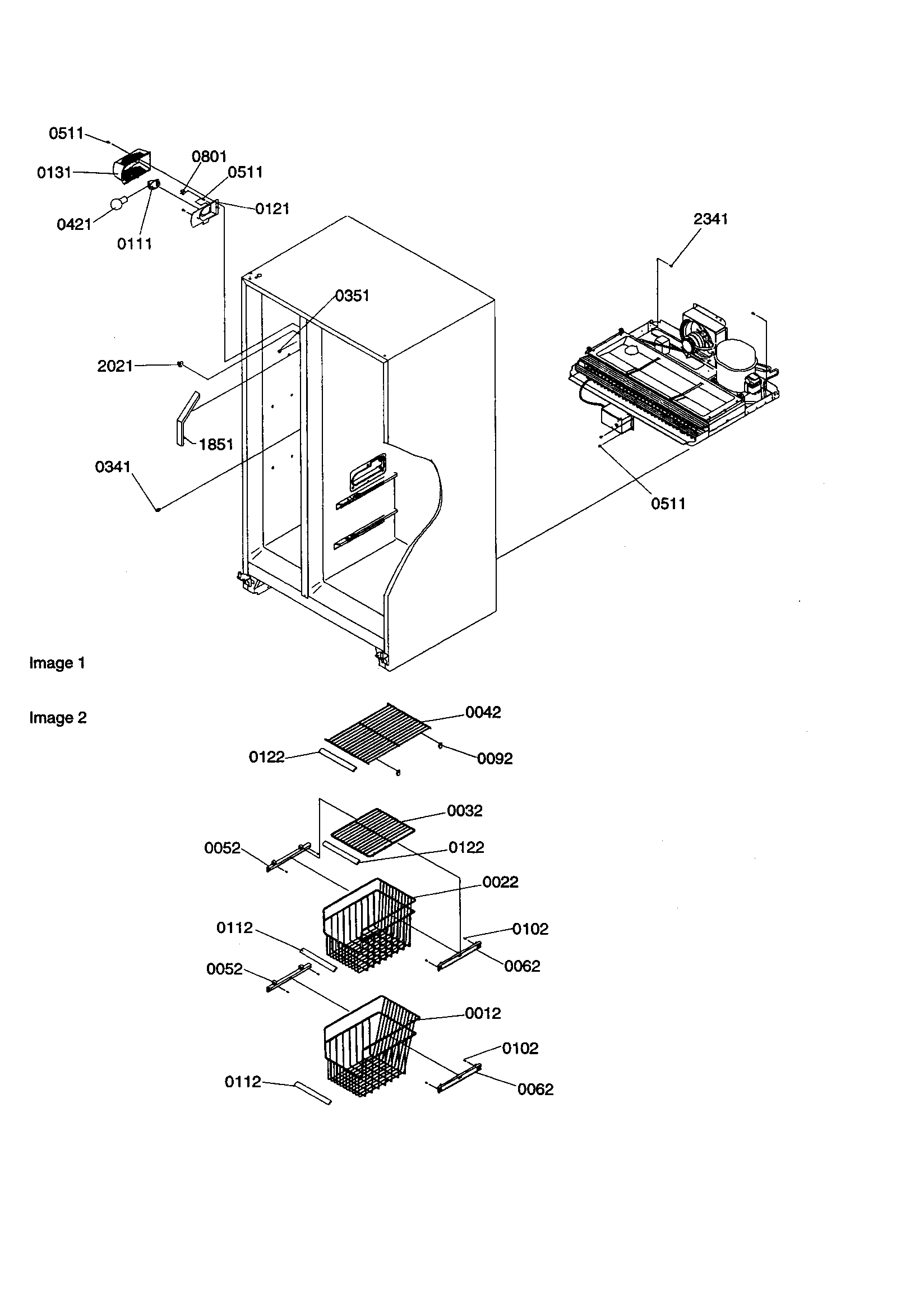 Amana SRD23V-P1315306WE freezer shelves/lights diagram