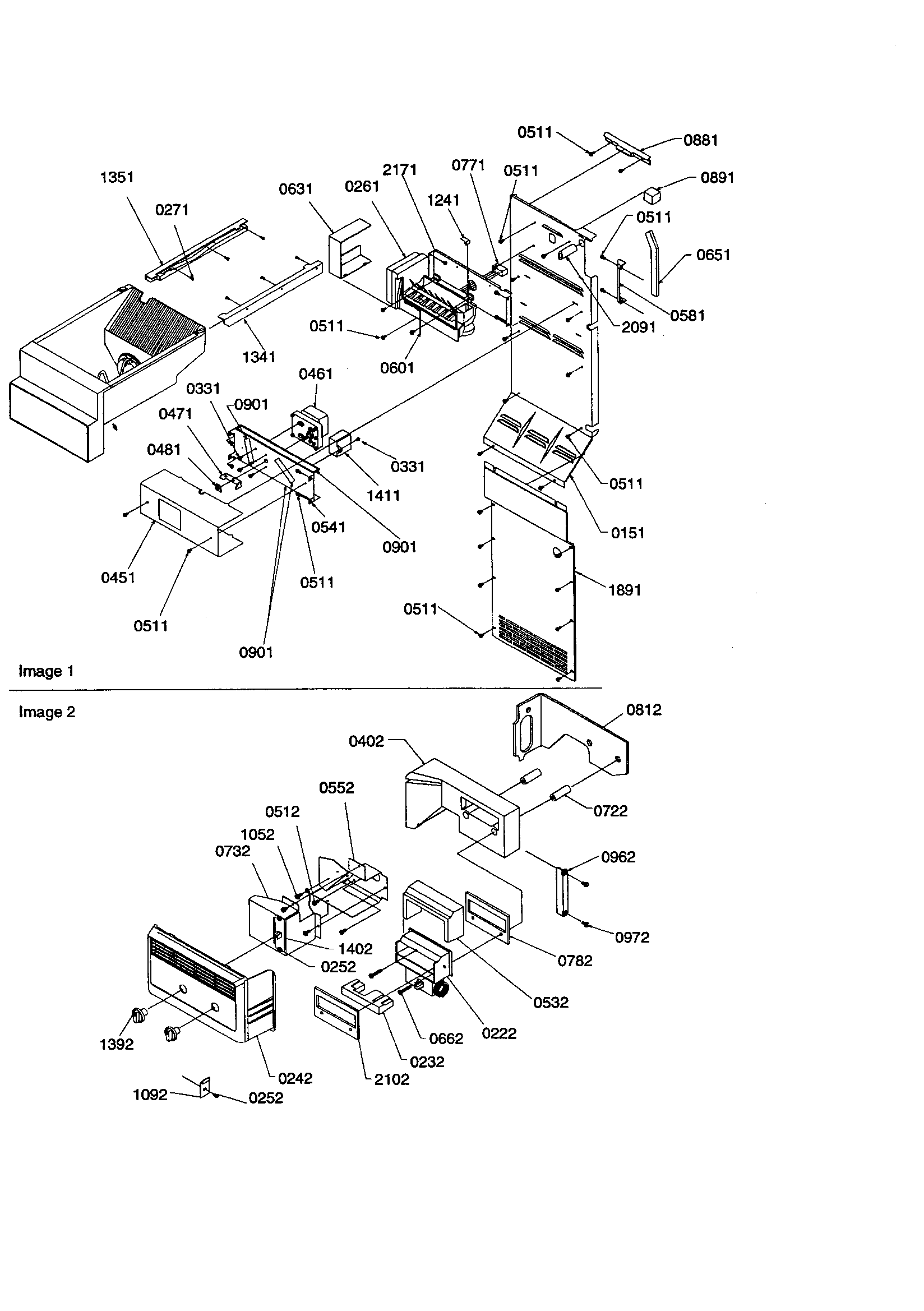 Amana SRD23V-P1315306WE ice maker/control assembly diagram