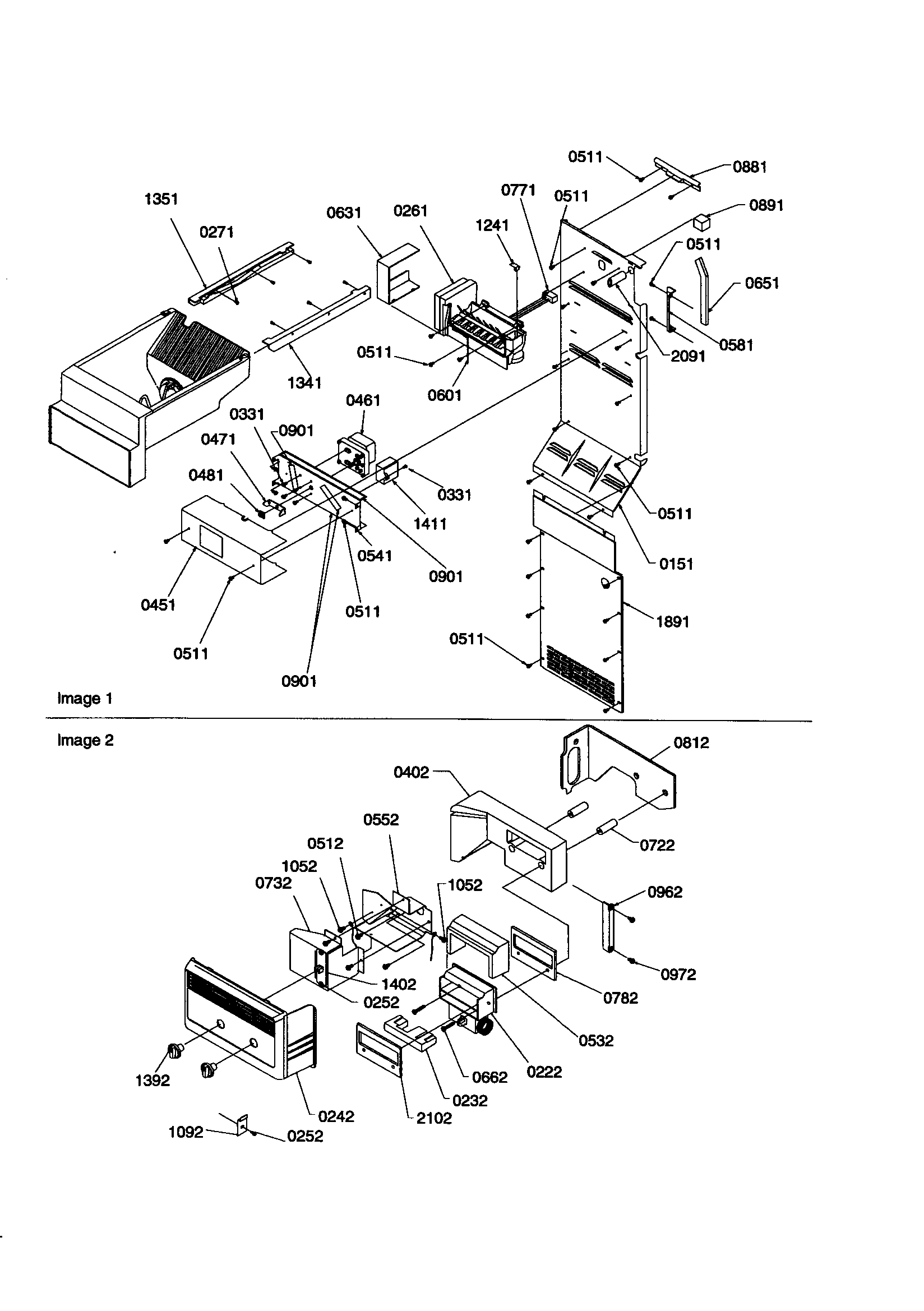 Kenmore 59658392890 ice maker/control assembly diagram