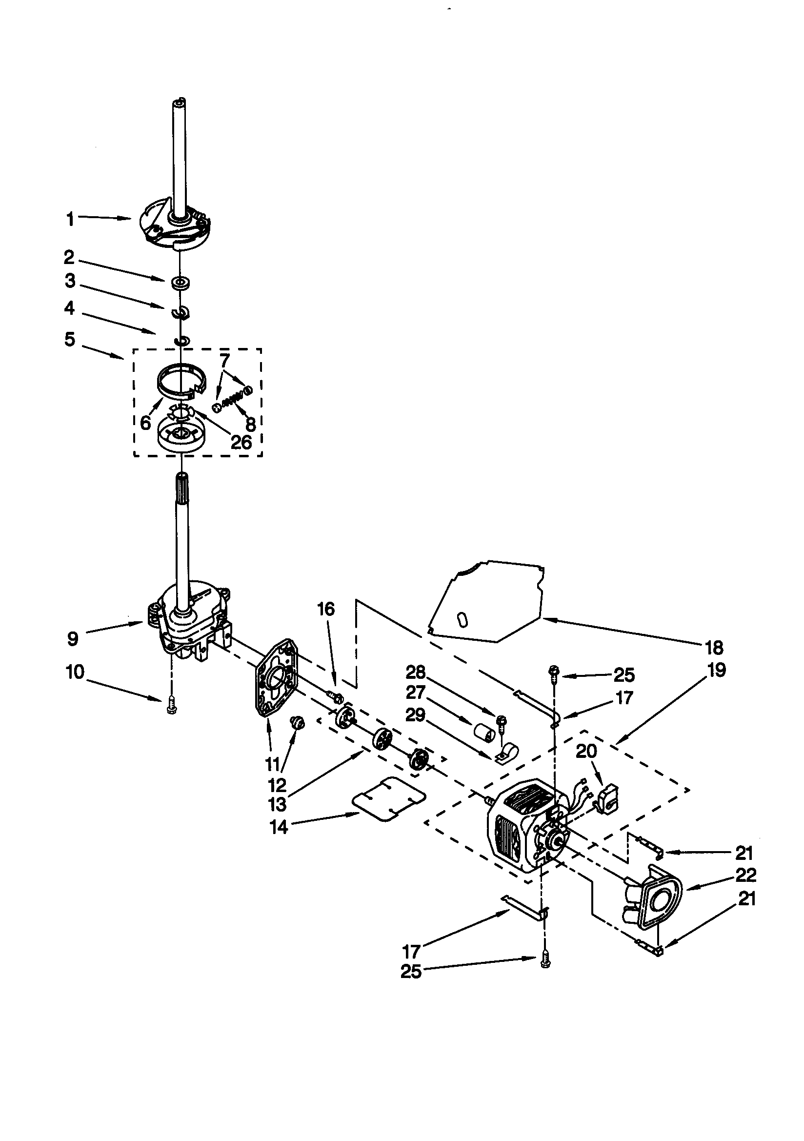 Kenmore 11020952990 brake/clutch/gearcase/motor/pump diagram