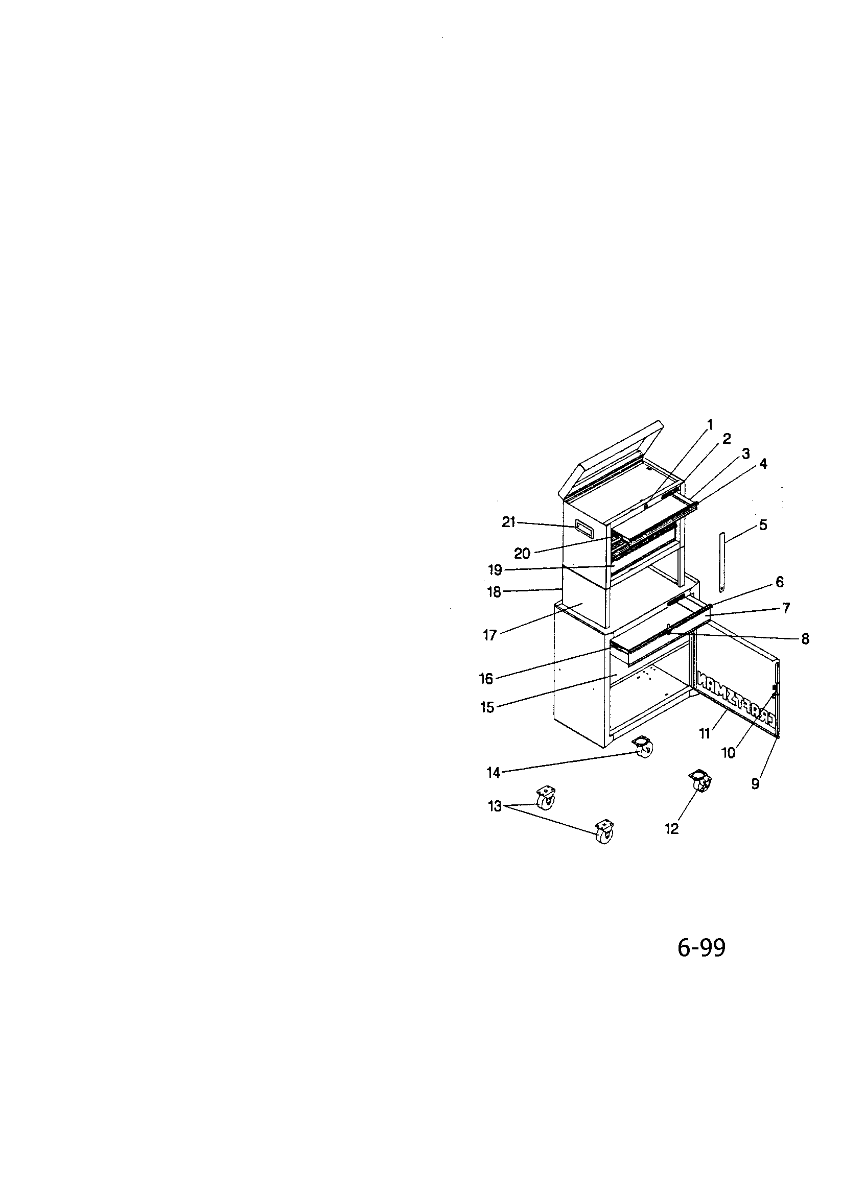 Craftsman 706657775 6 drawer ho combo with riser diagram