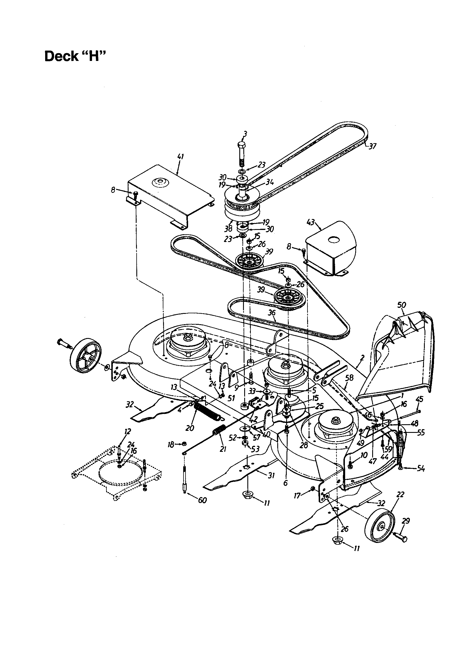 MTD 13AM675G062 deck "h" diagram