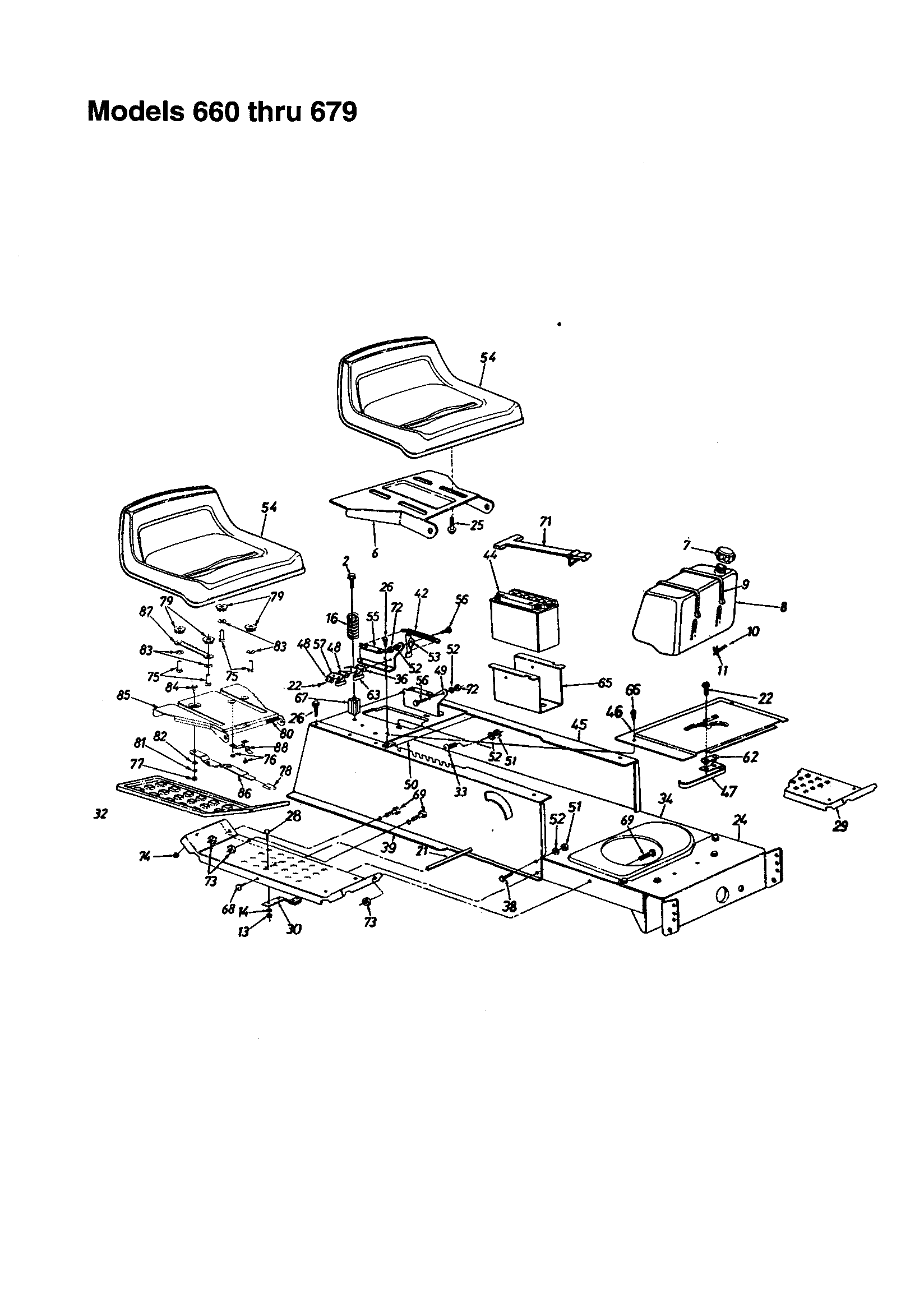 MTD 673 frame and seat diagram