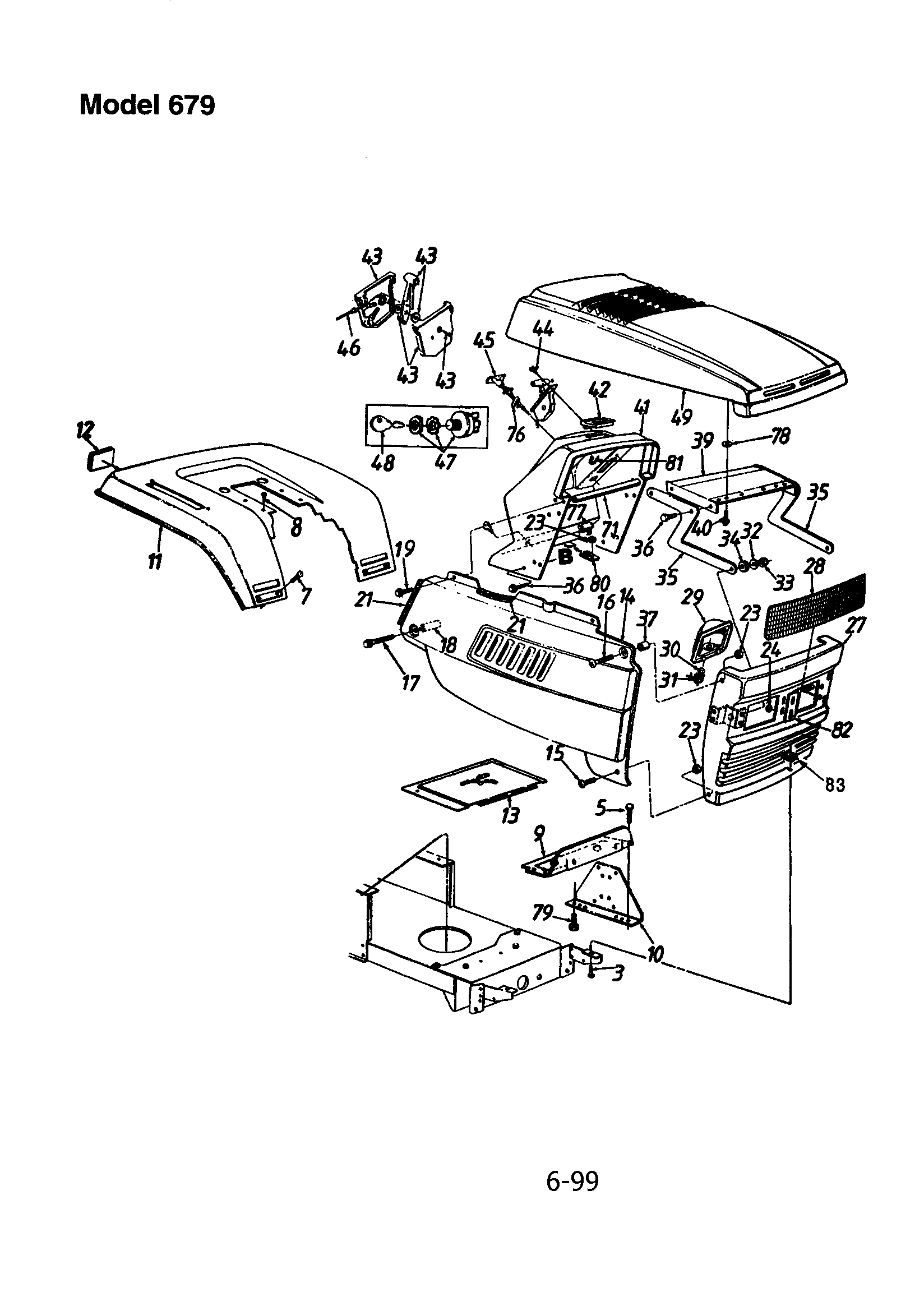 MTD 679 grille/hood and fender diagram