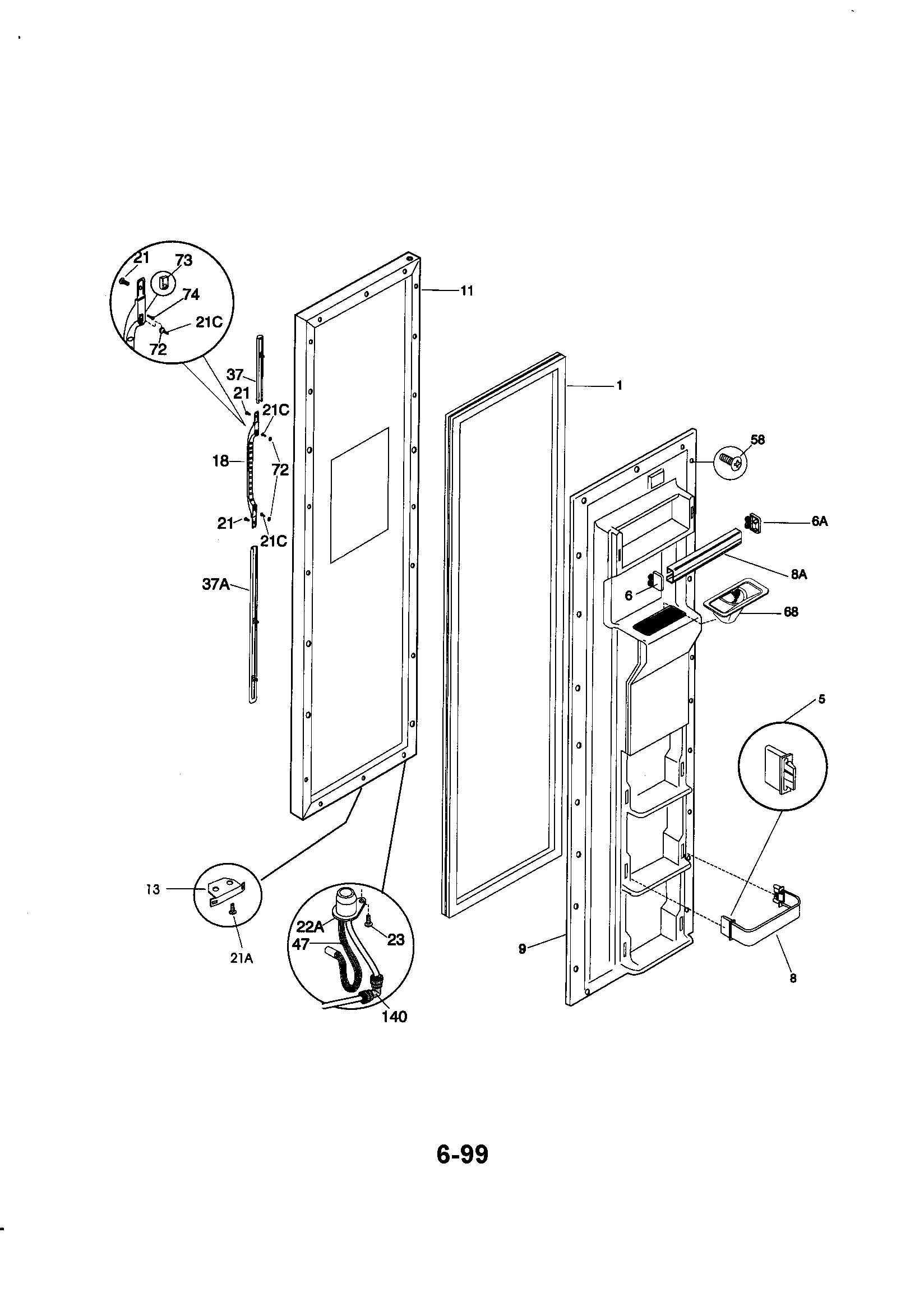 Kenmore 25358672893 freezer door diagram