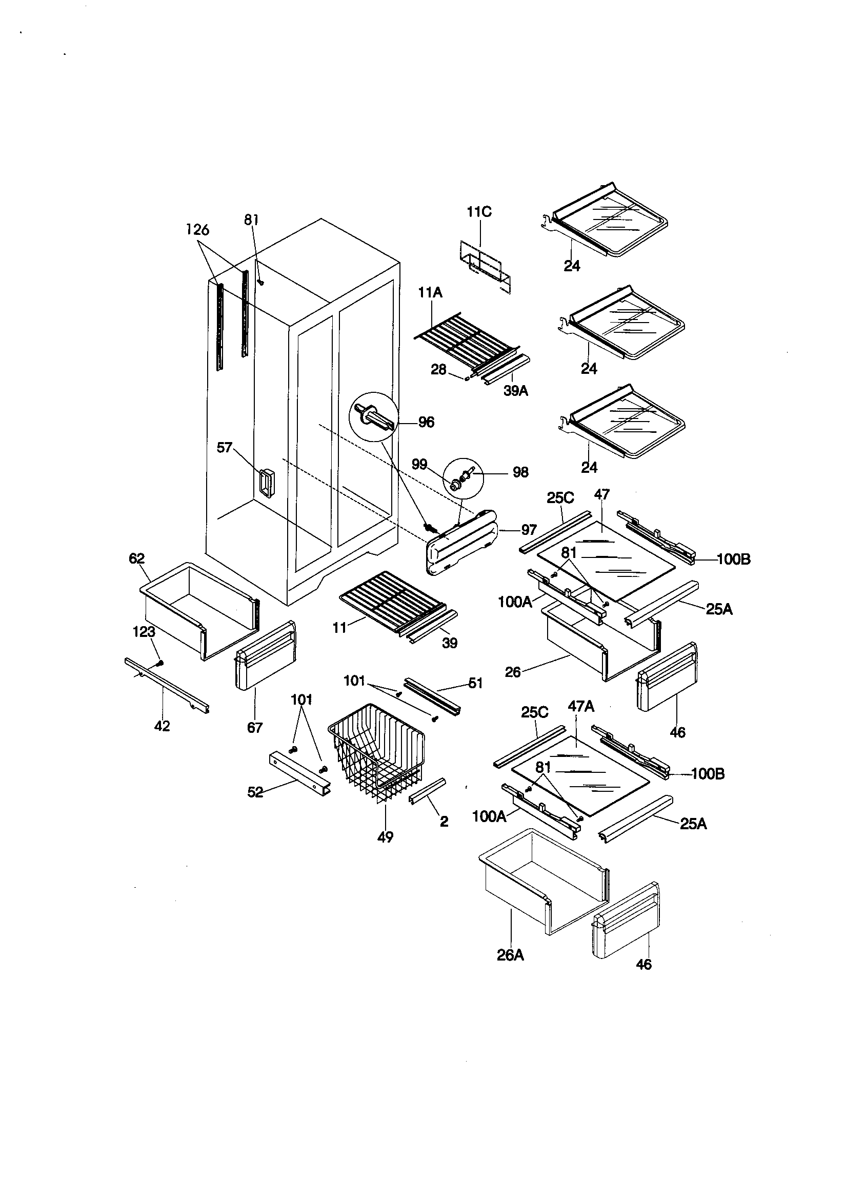 Kenmore 25358672893 shelves diagram
