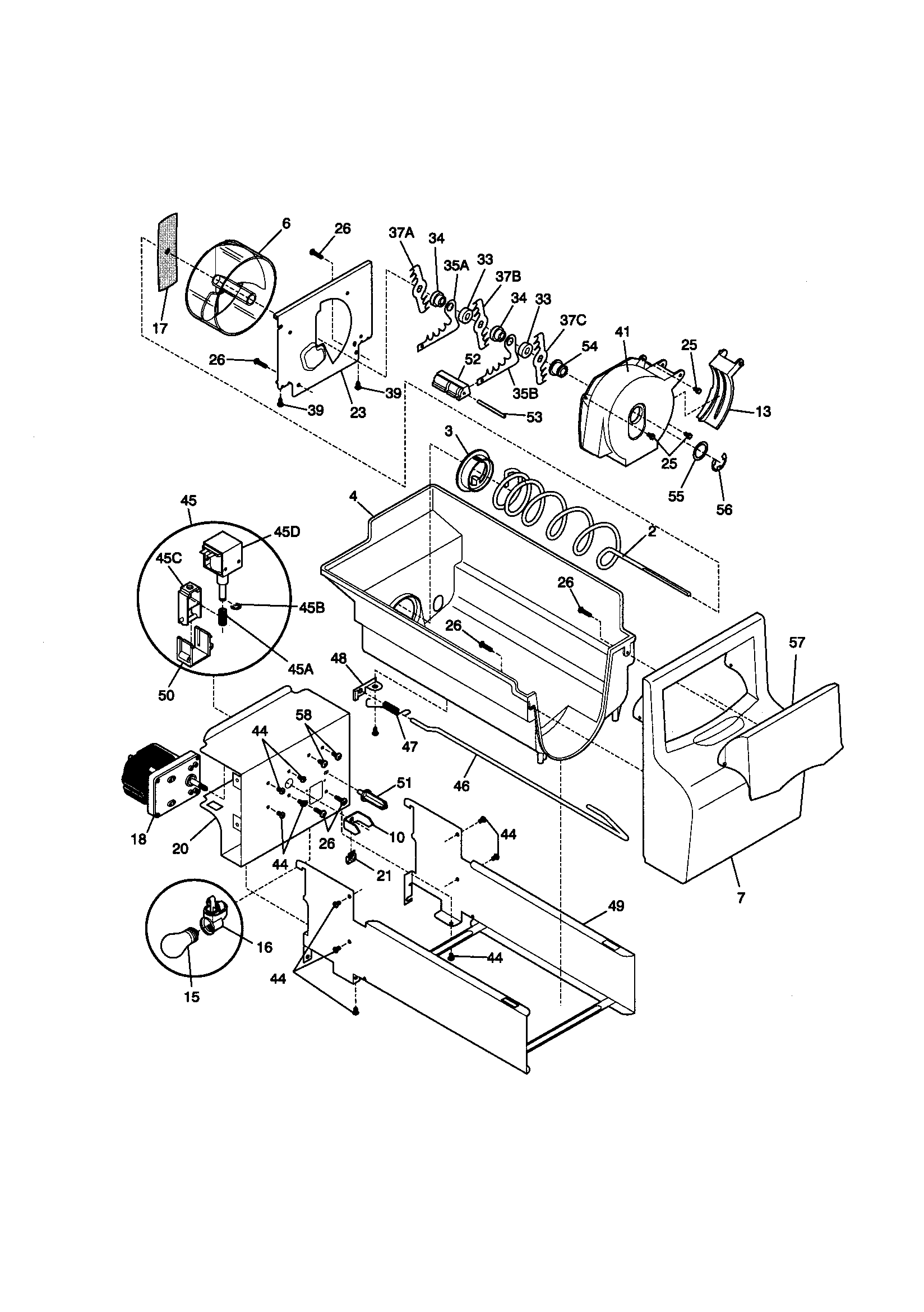 Kenmore 25358672893 ice container diagram