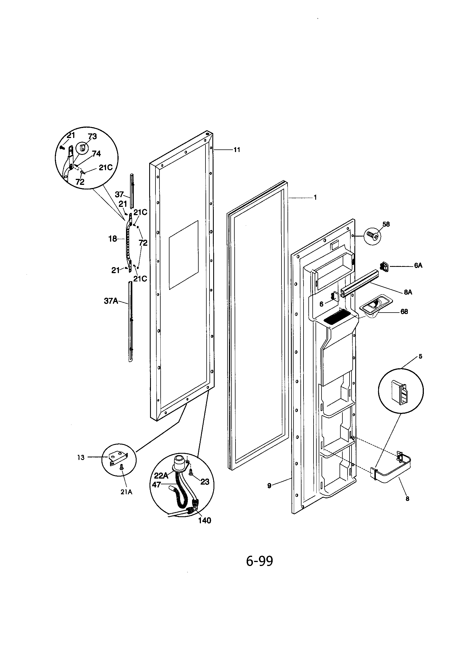 Kenmore 25358672892 freezer door diagram