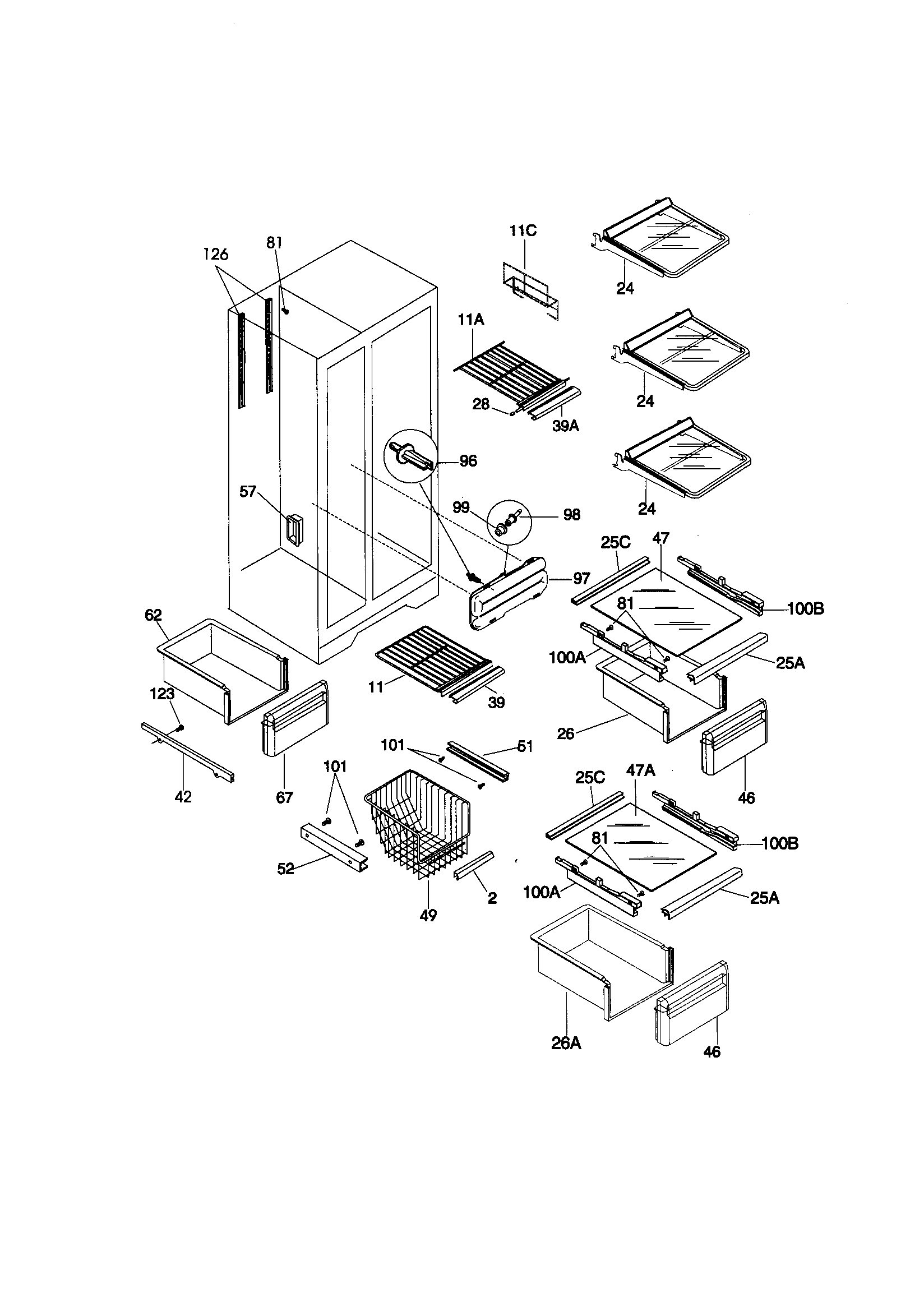 Kenmore 25358672892 shelves diagram