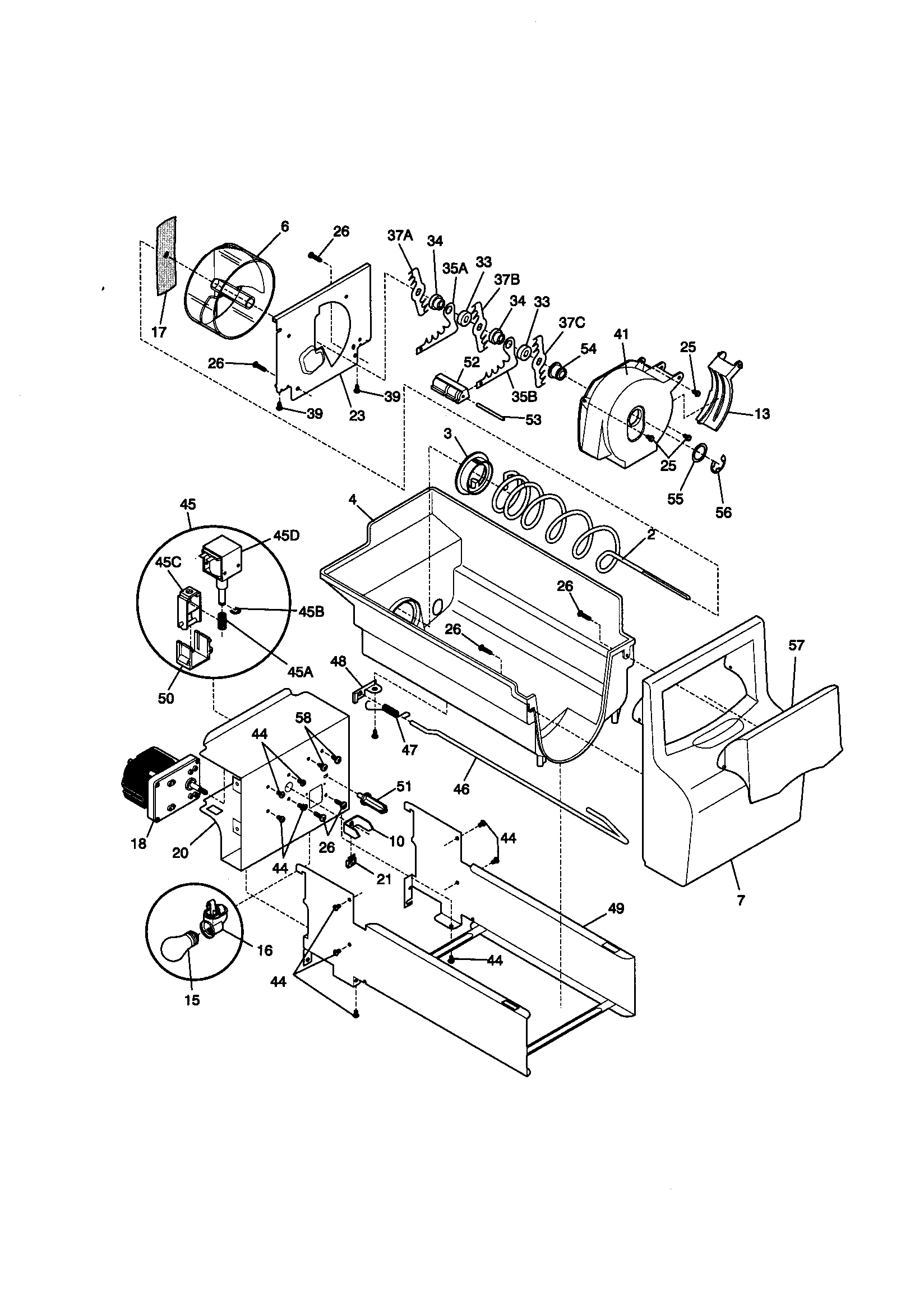 Kenmore 25358672892 ice container diagram