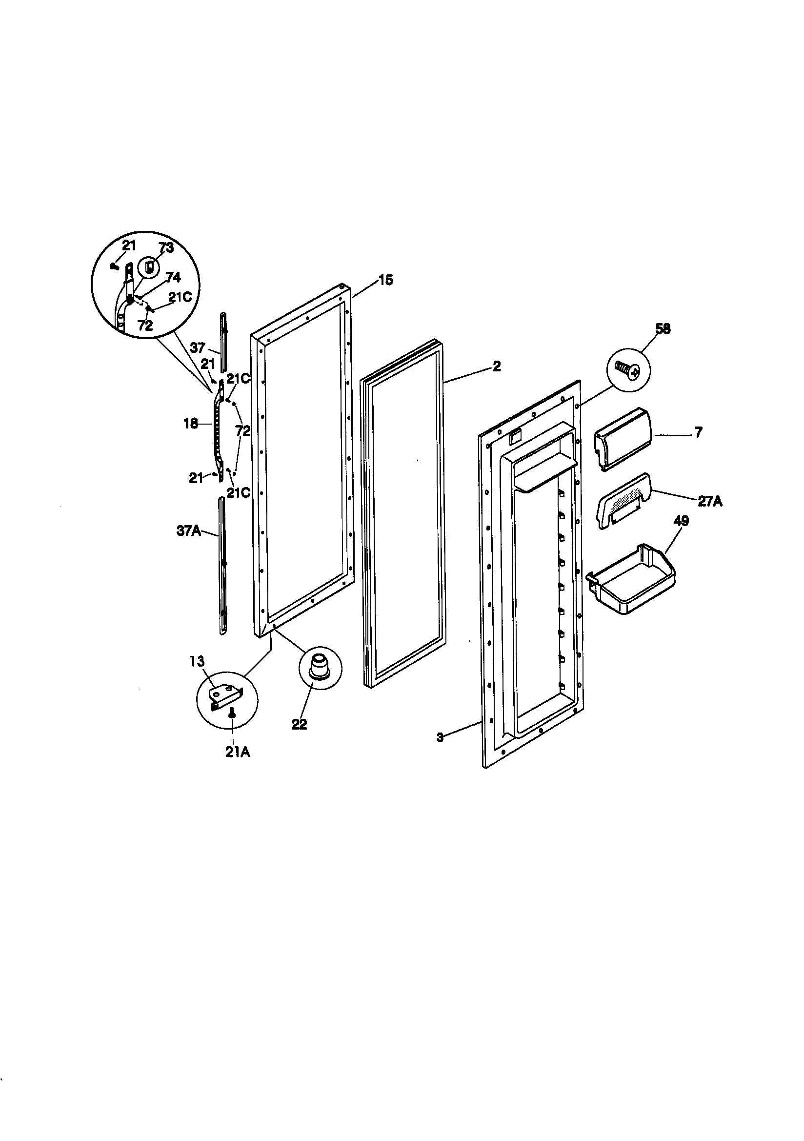 Kenmore 25358677894 refrigerator door diagram