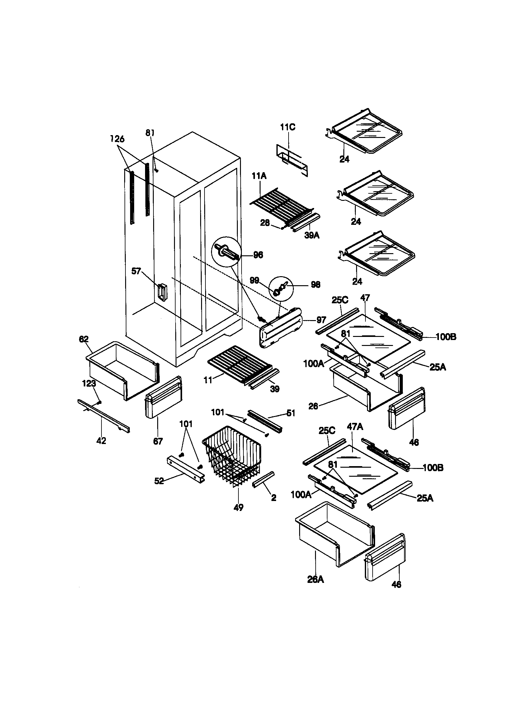 Kenmore 25358677894 shelves diagram