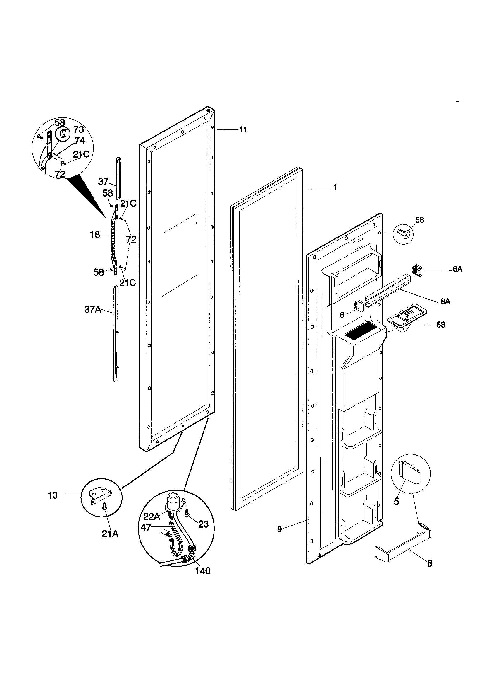 Kenmore 25358082895 freezer door diagram