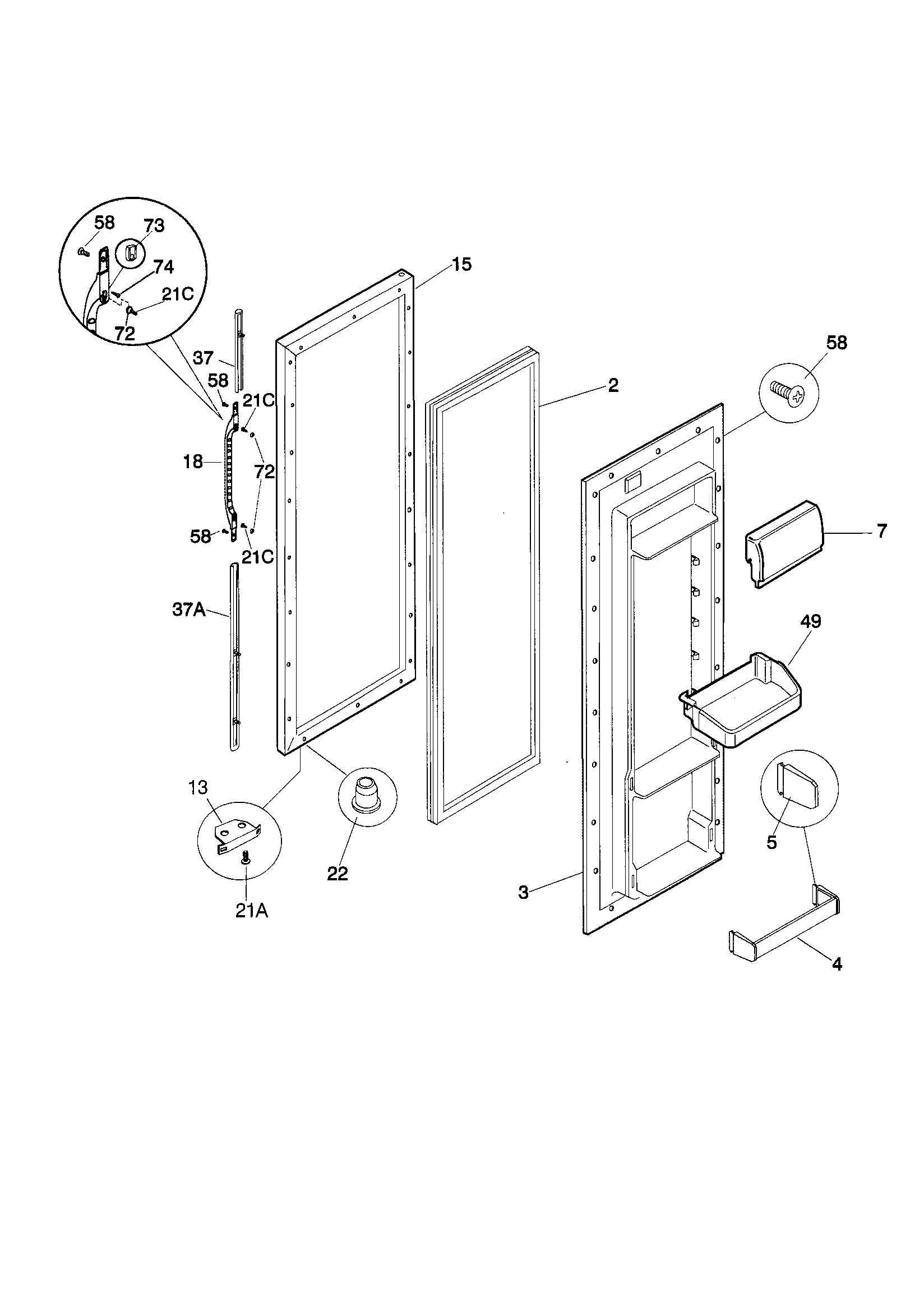 Kenmore 25358082895 refrigerator door diagram