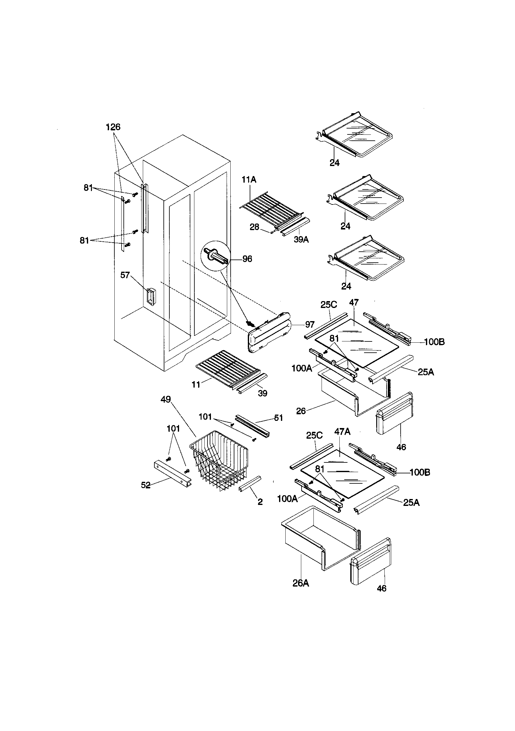 Kenmore 25358082895 shelves diagram