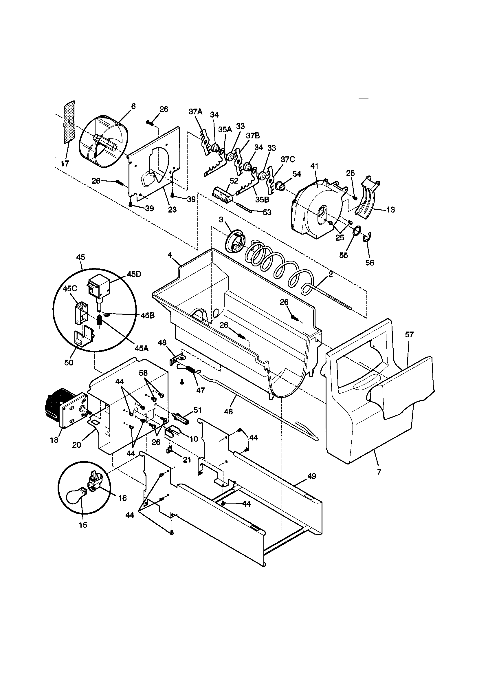 Kenmore 25358082895 ice container diagram