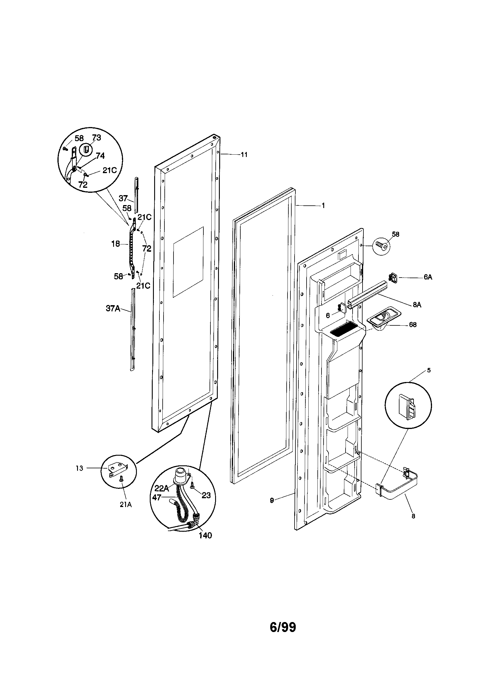 Kenmore 25359487991 freezer door diagram