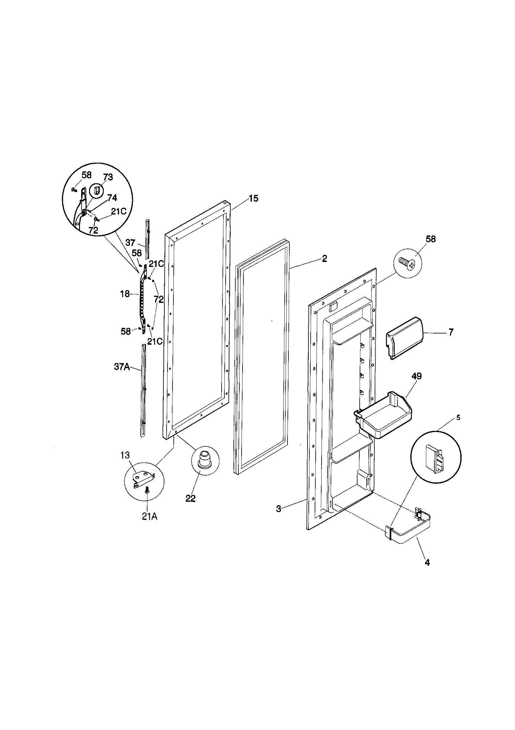 Kenmore 25359487991 refrigerator door diagram