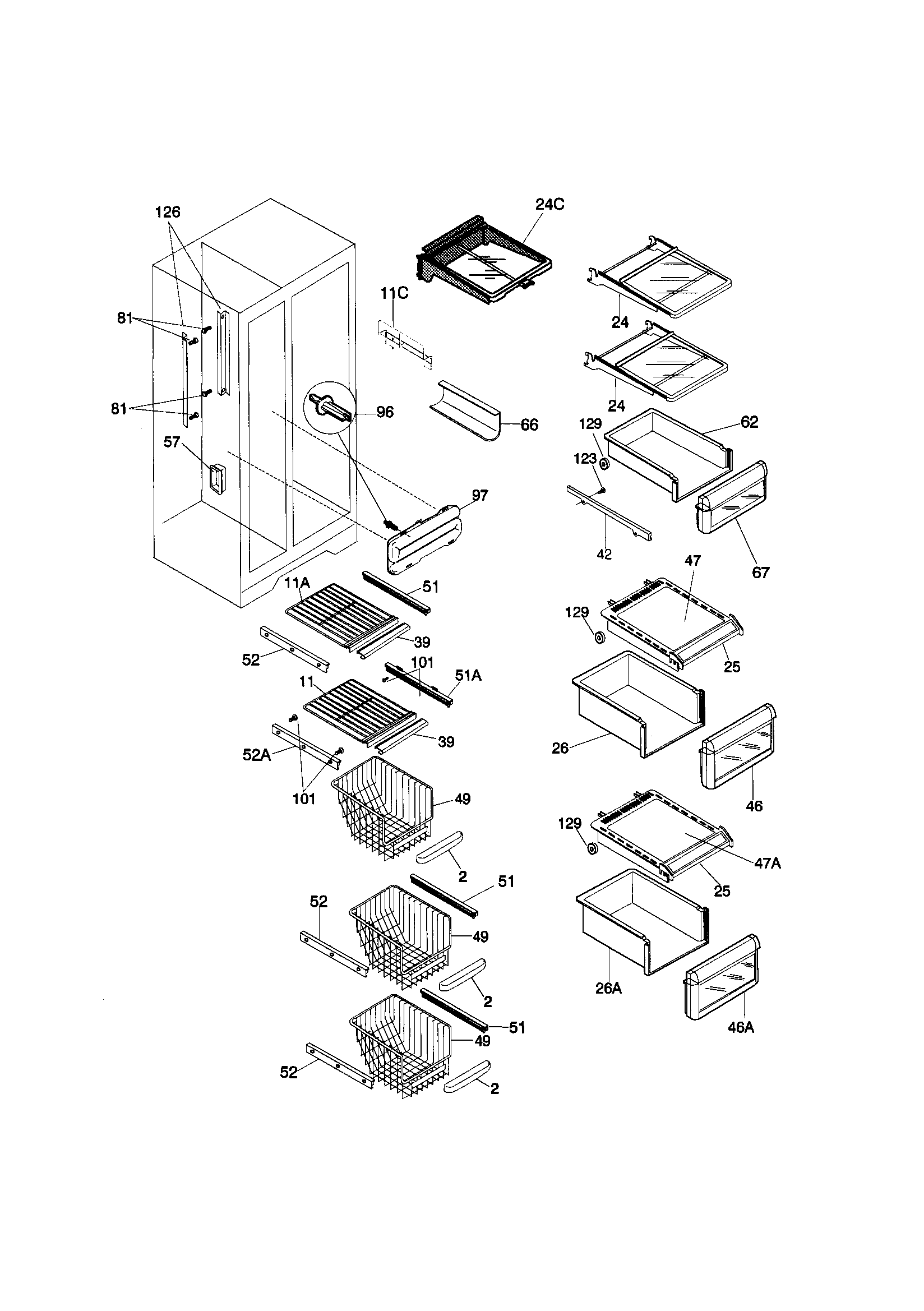 Kenmore 25359689991 shelves diagram