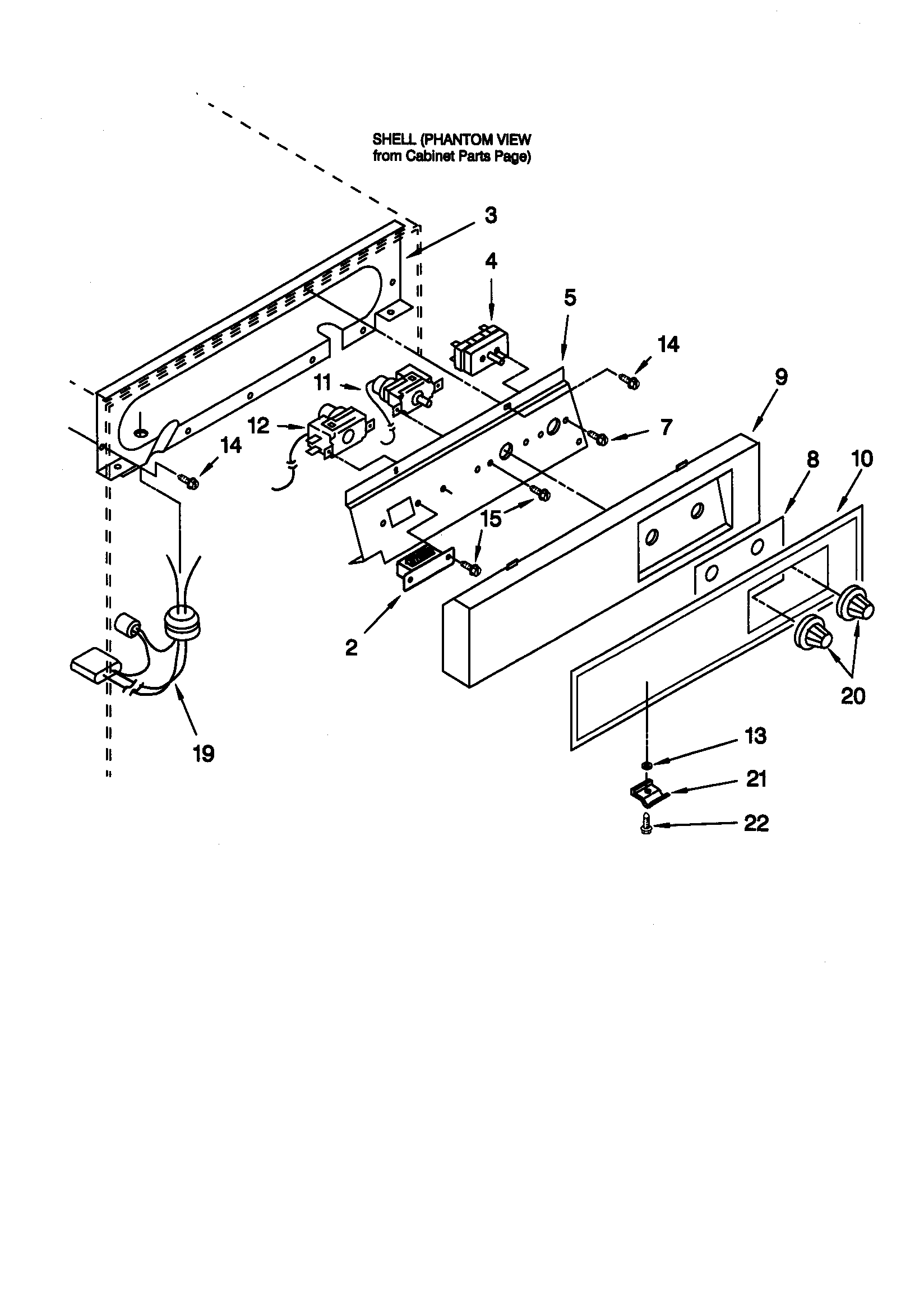 KitchenAid KUIS185EBL0 escutcheon/control components diagram