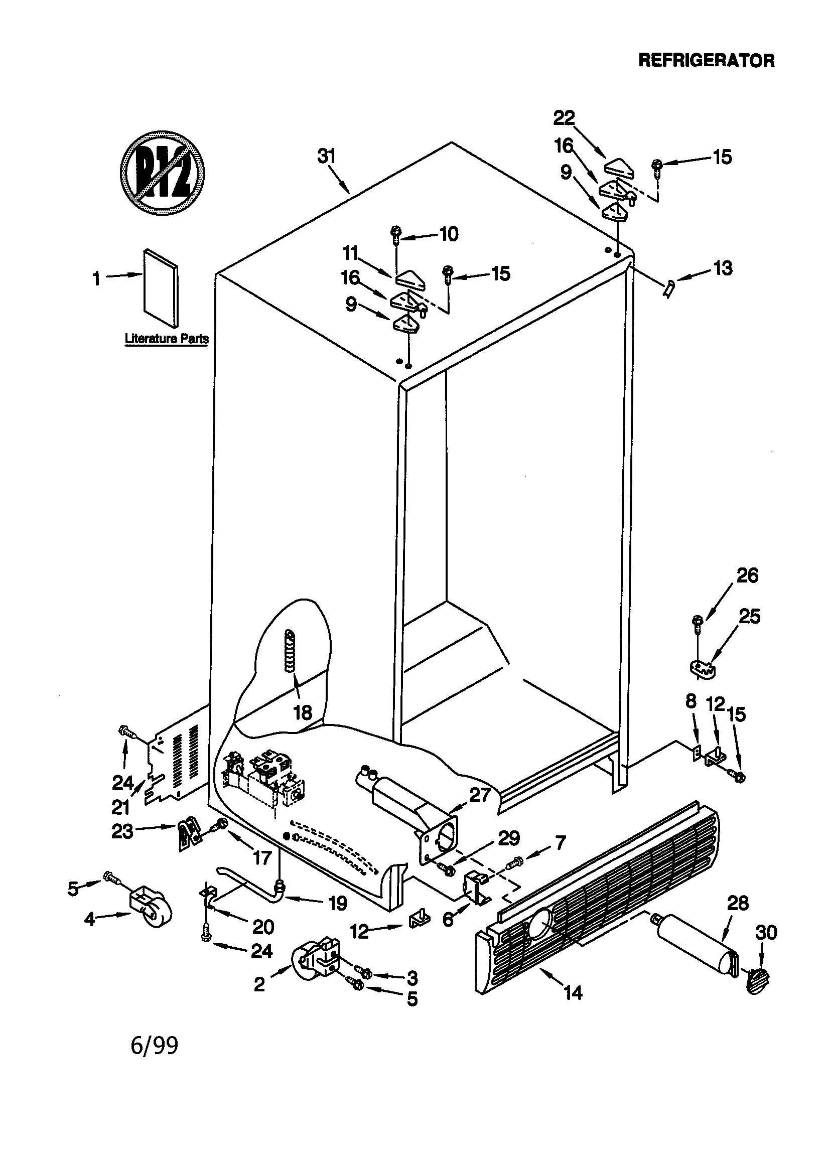 KitchenAid KSRE27FHWH00 cabinet diagram