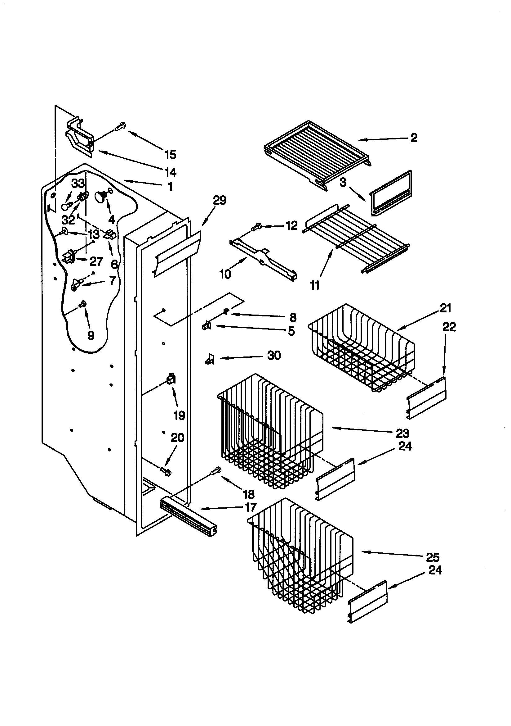 KitchenAid KSRE27FHWH00 freezer liner diagram