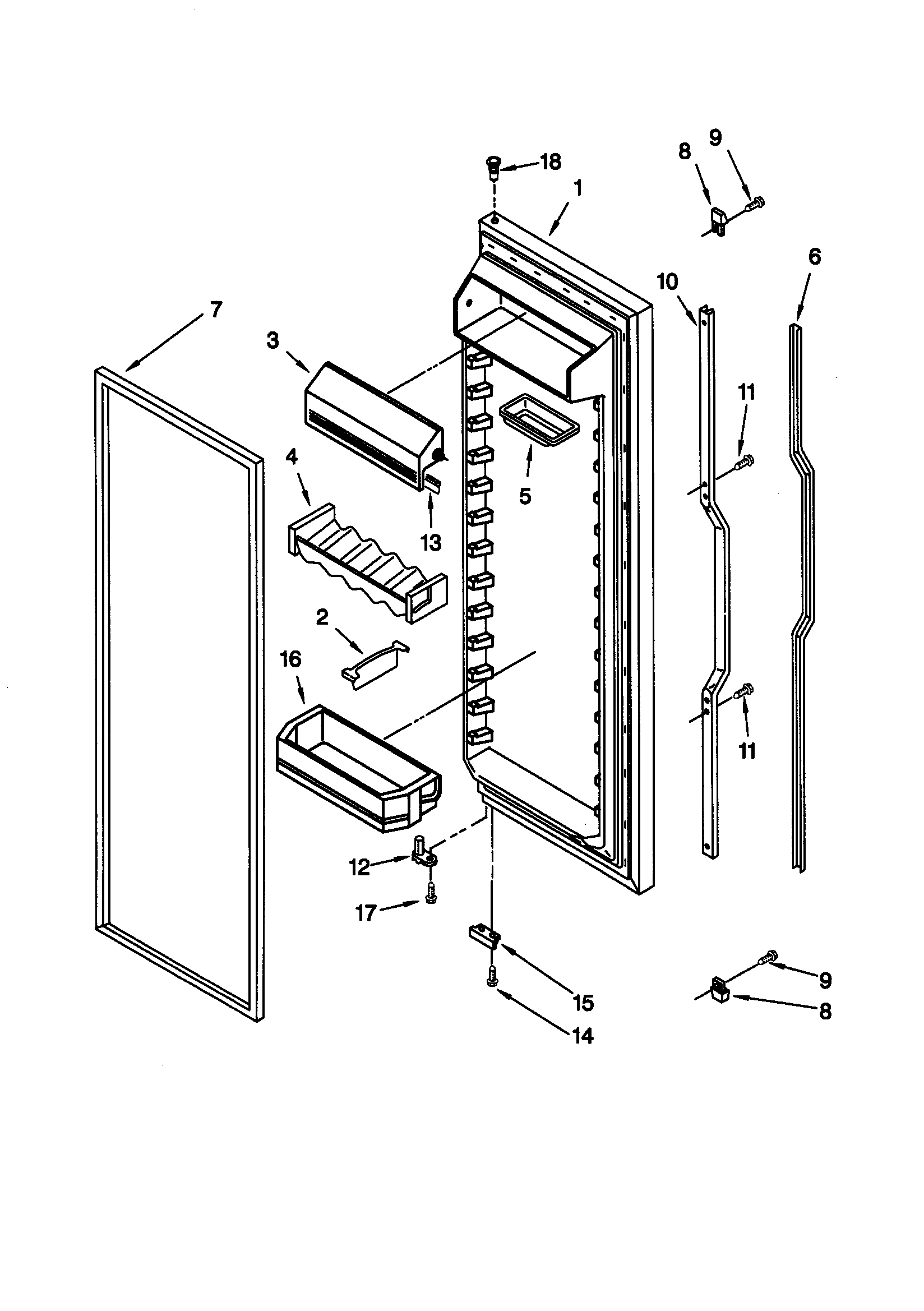 KitchenAid KSRE27FHWH00 refrigerator door diagram