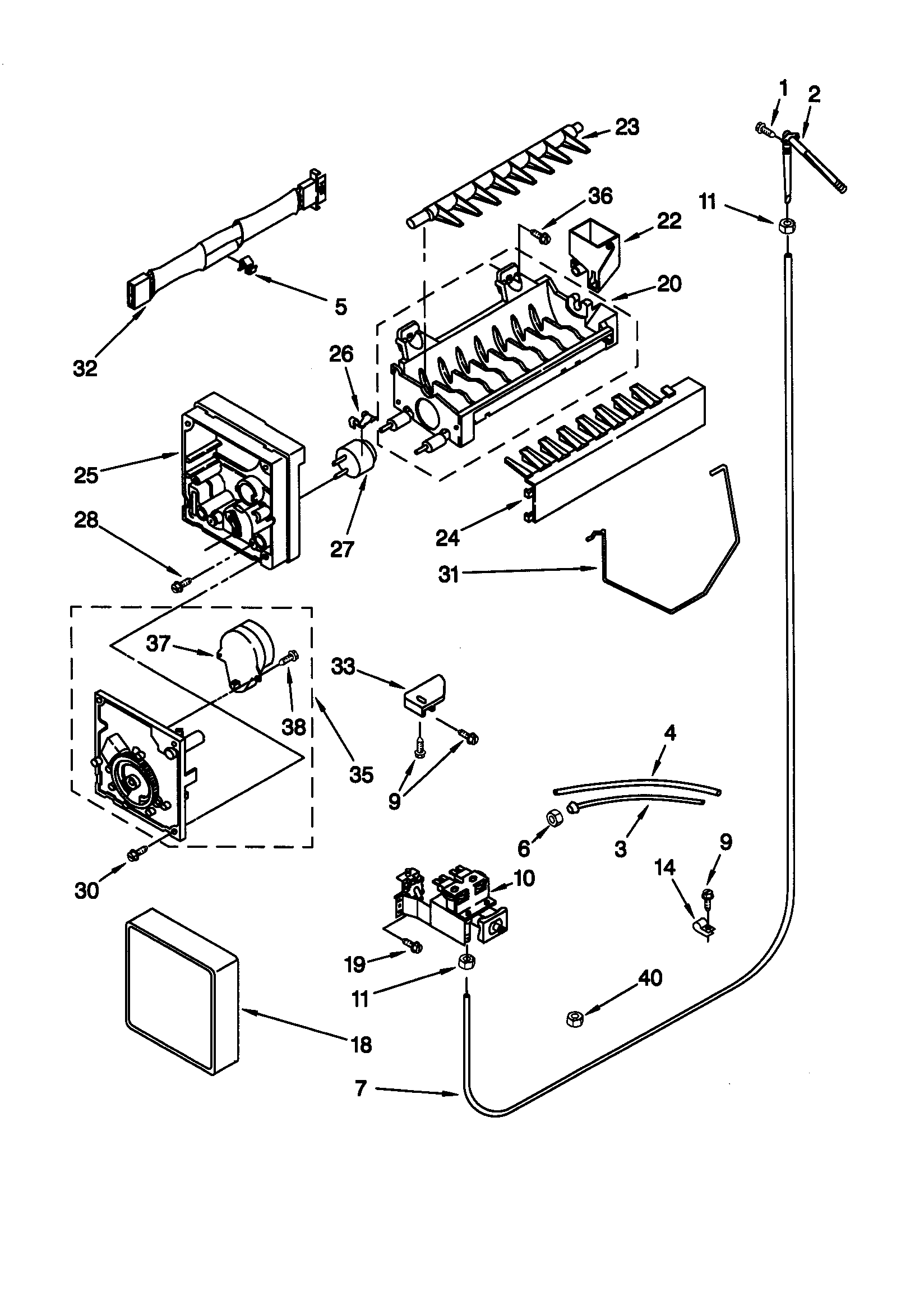 KitchenAid KSRE27FHWH00 icemaker diagram