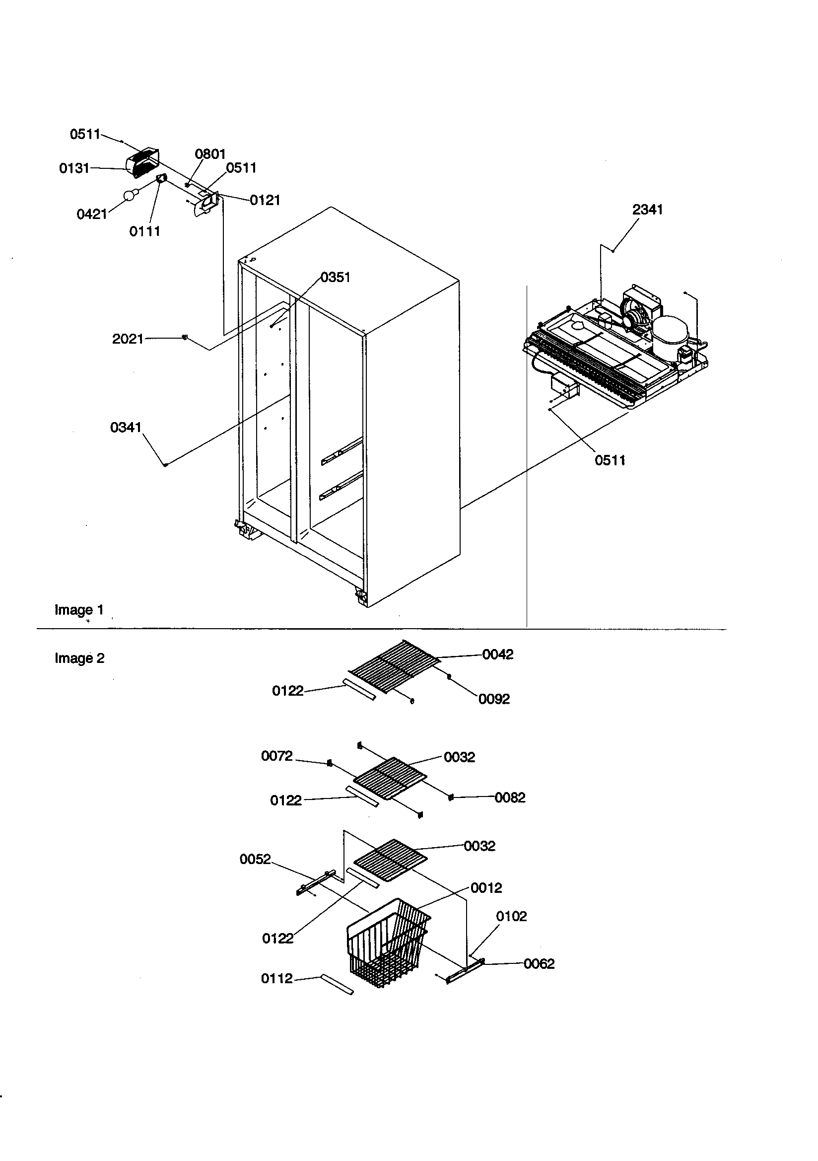 Amana SCD23VW-P1315303WW freezer shelves and lights diagram
