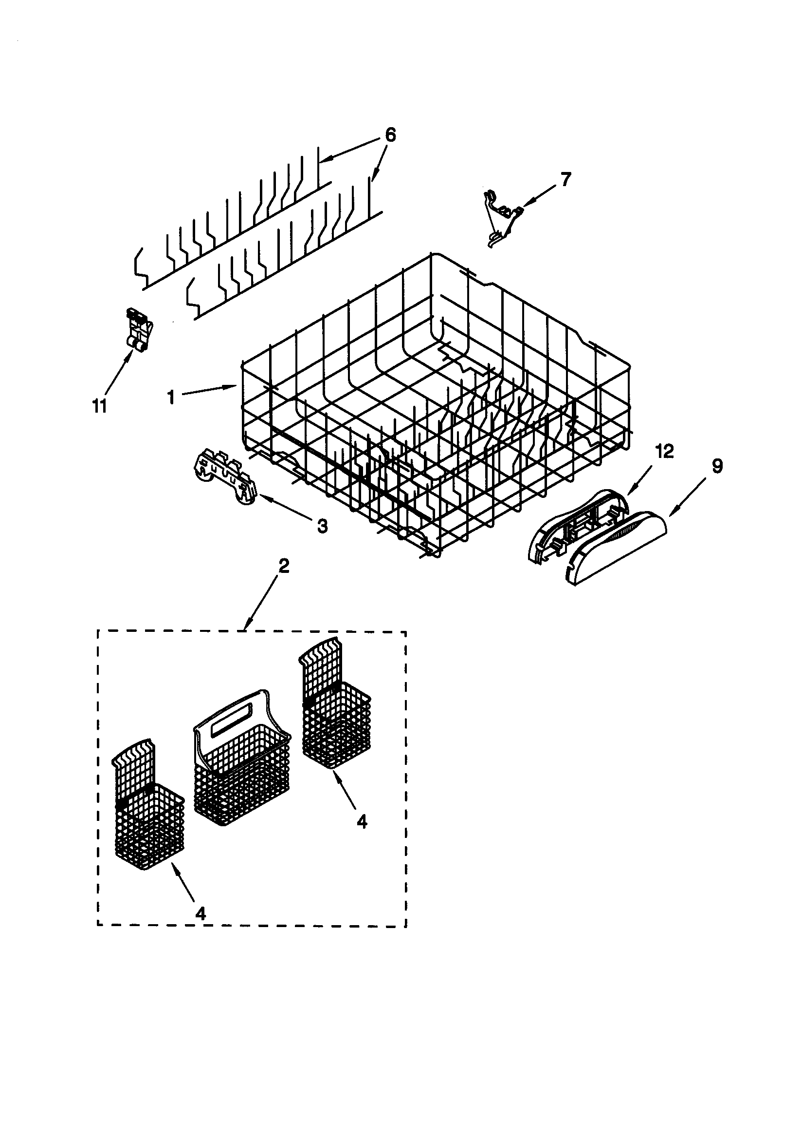 Kenmore 66515984990 lower rack diagram