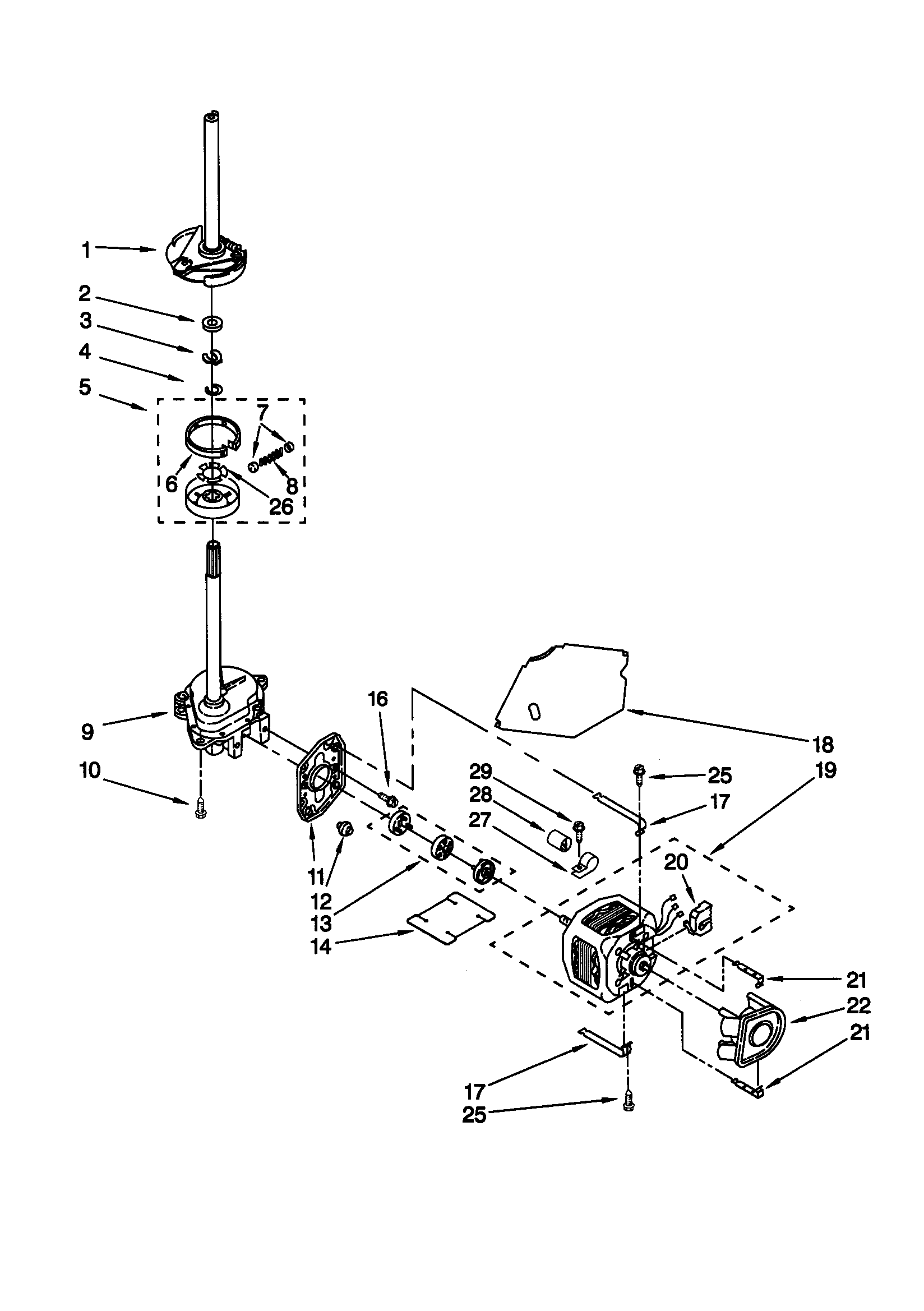 Kenmore 11020722990 brake/clutch/gearcase/motor/pump diagram