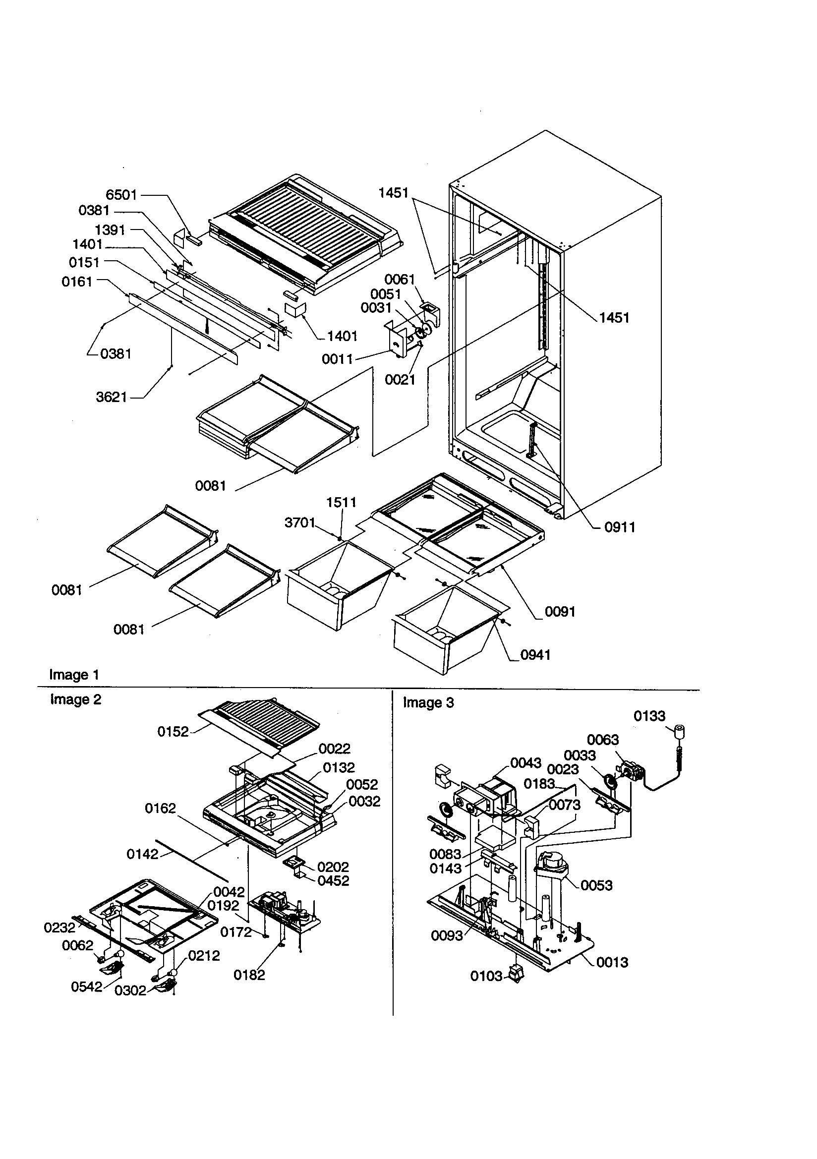 Amana TS22VW-P1306502WW interior cabinet/drain assembly diagram