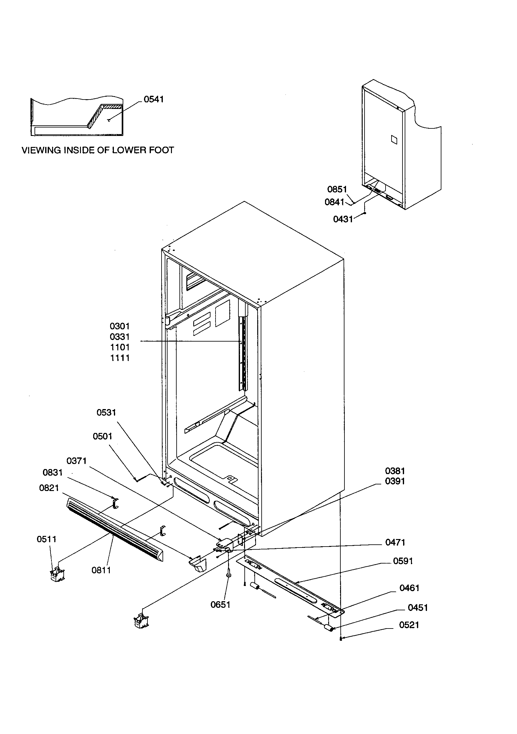 Amana TS22VW-P1306502WW ladders/lower cabinet/rollers diagram