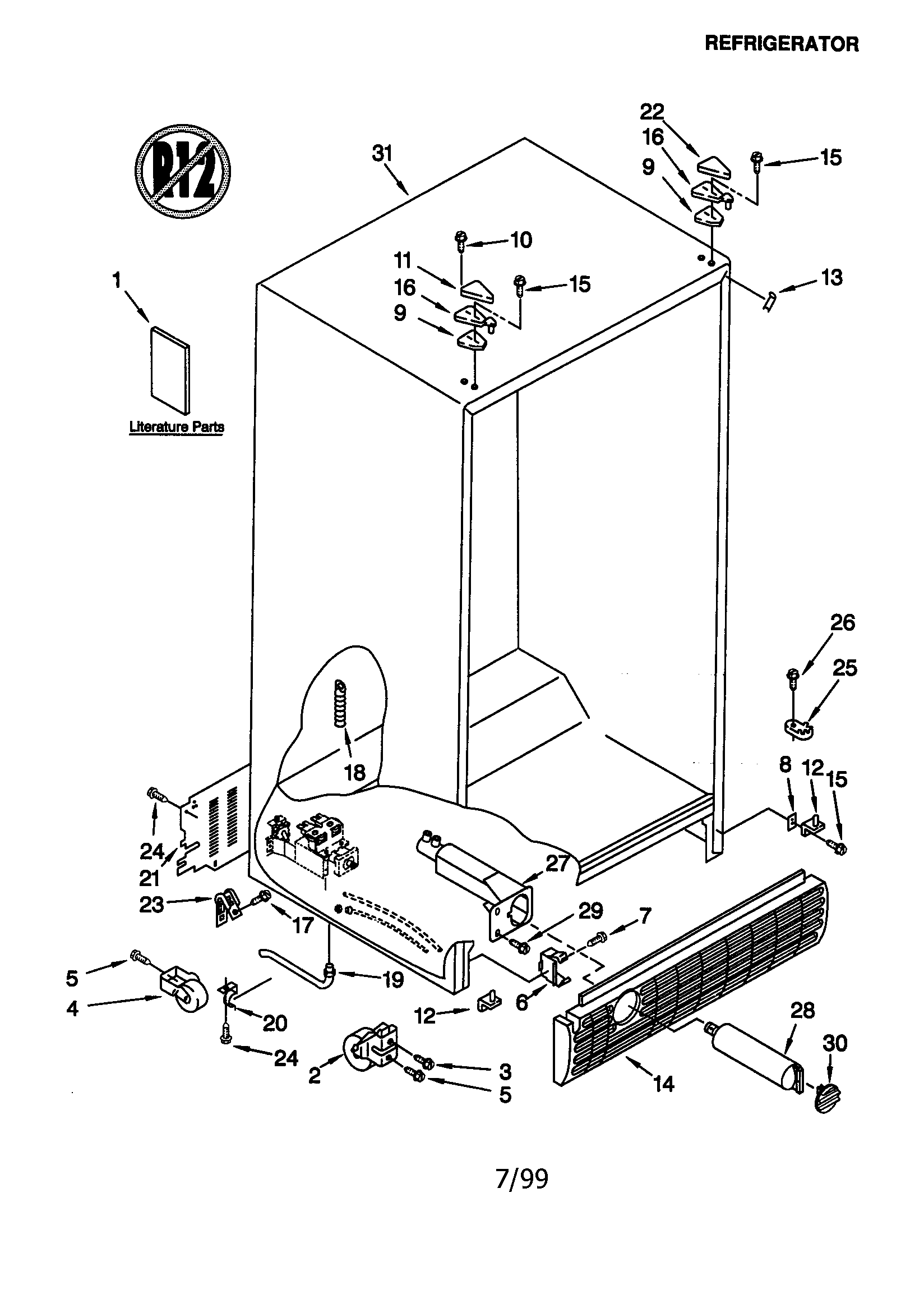 KitchenAid KSRE25FHBT00 cabinet diagram