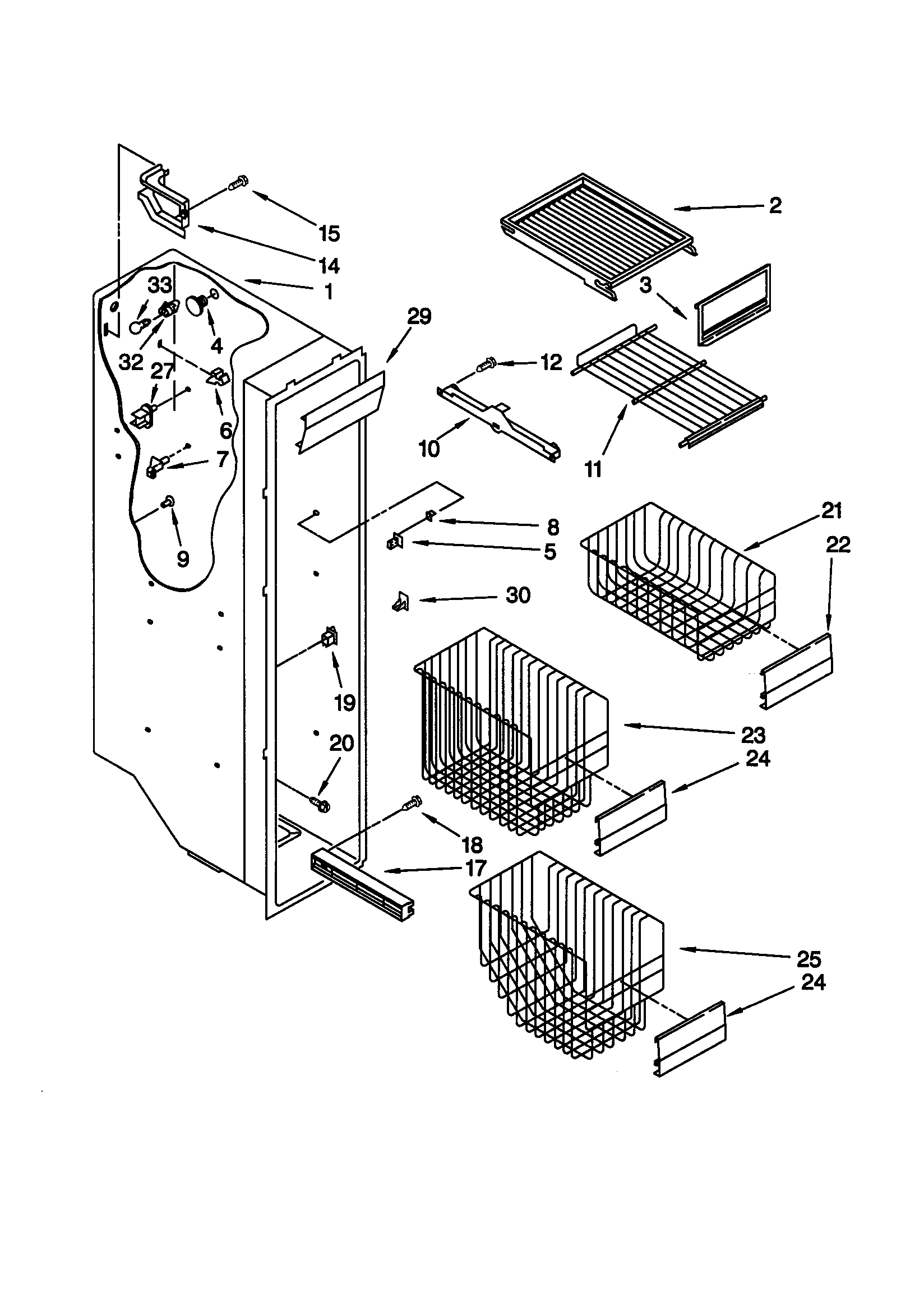 KitchenAid KSRE25FHBT00 freezer liner diagram