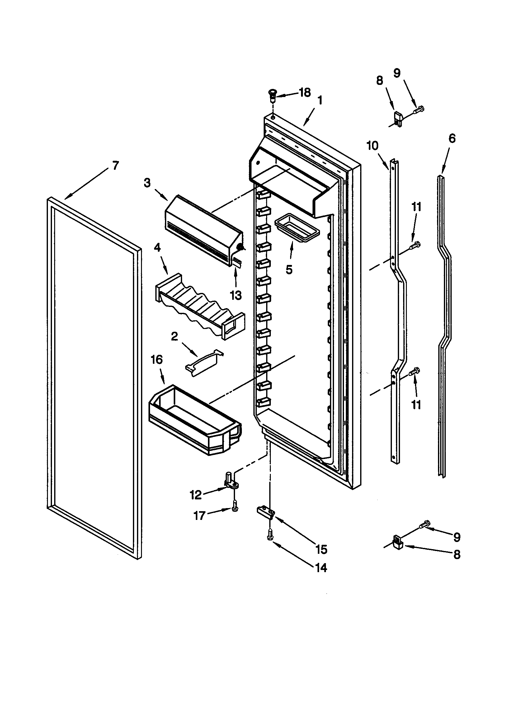 KitchenAid KSRE25FHBT00 refrigerator door diagram