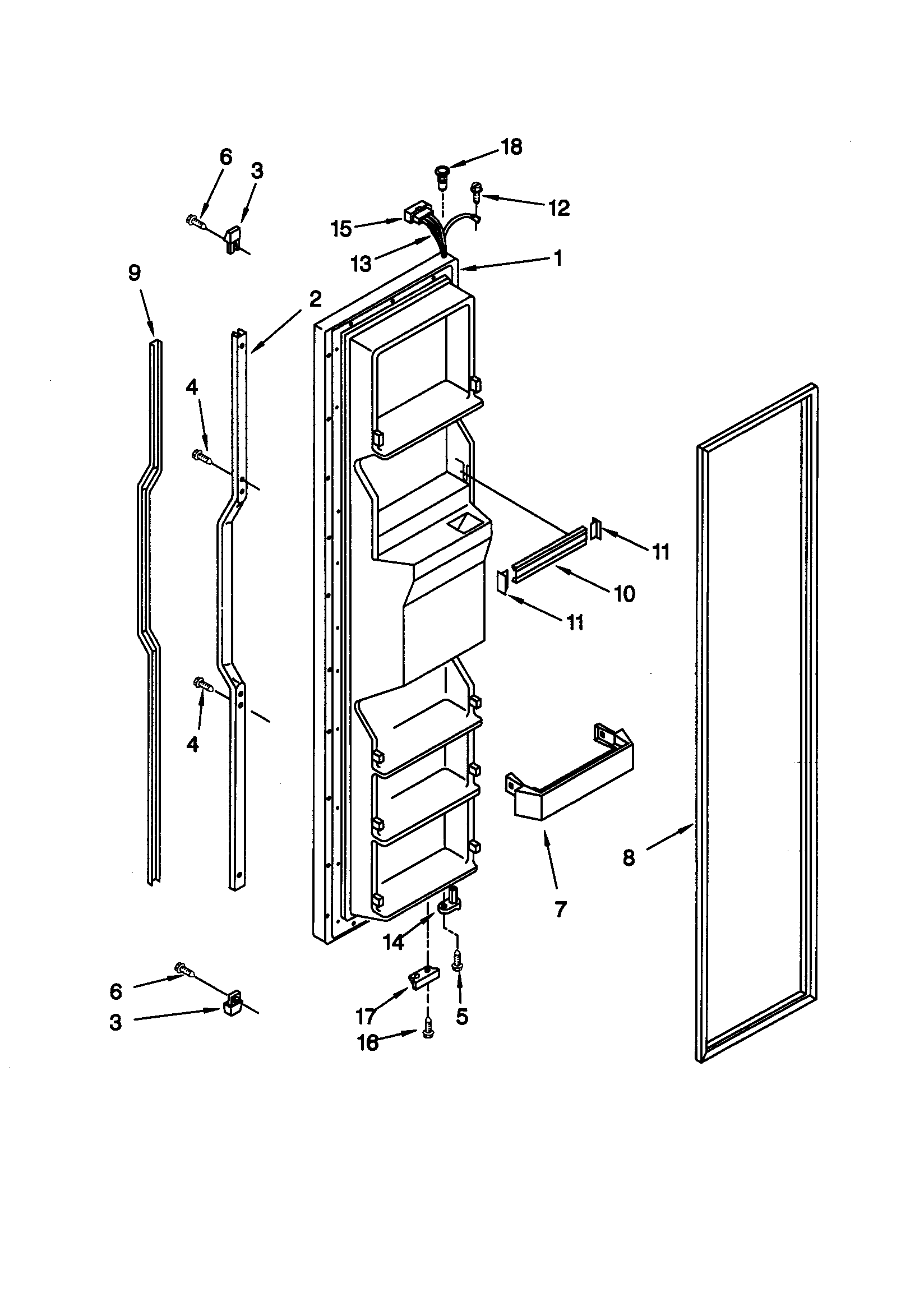 KitchenAid KSRE25FHBT00 freezer door diagram