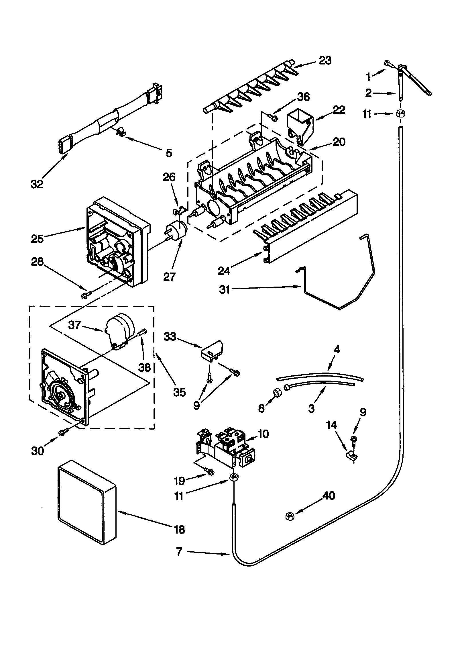 KitchenAid KSRE25FHBT00 icemaker diagram